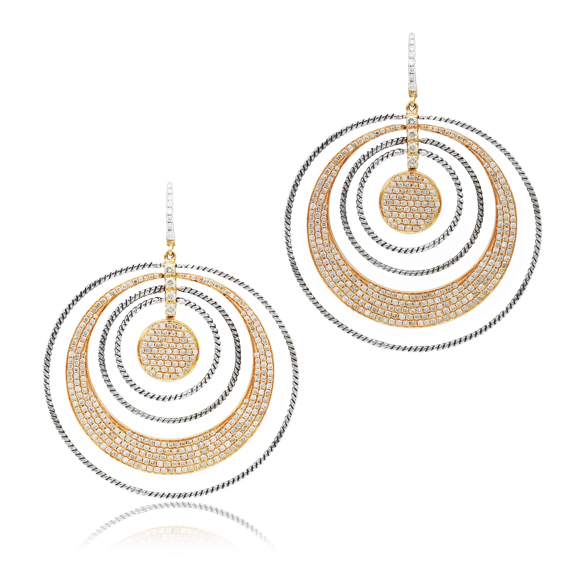 18KT Rose Gold And Champagne Diamond Drop Earrings