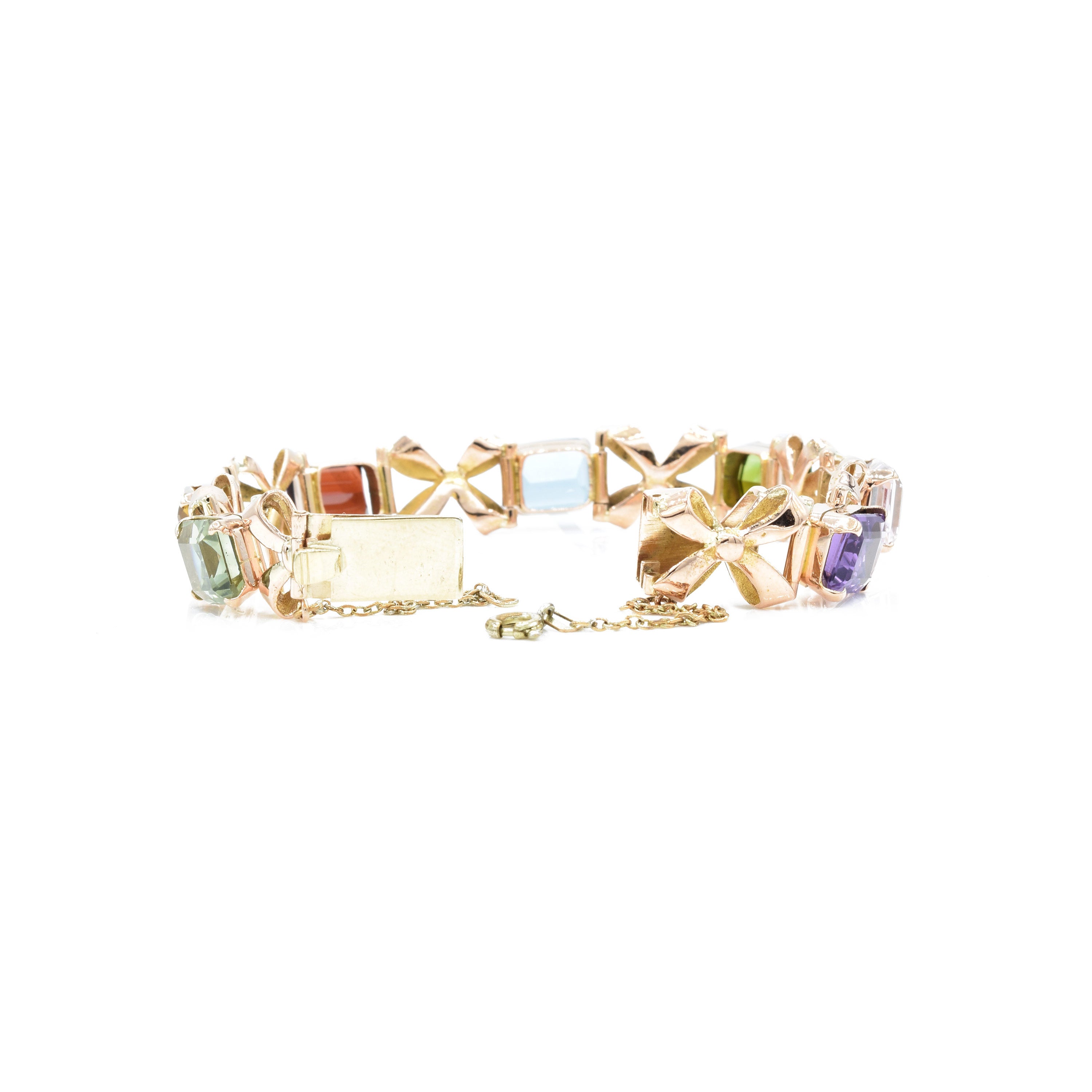 Estate 18KT Rose Gold Natural Gemstone Bracelet