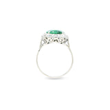 Estate 14KT White Gold Diamond And Emerald Ring Circa 1920