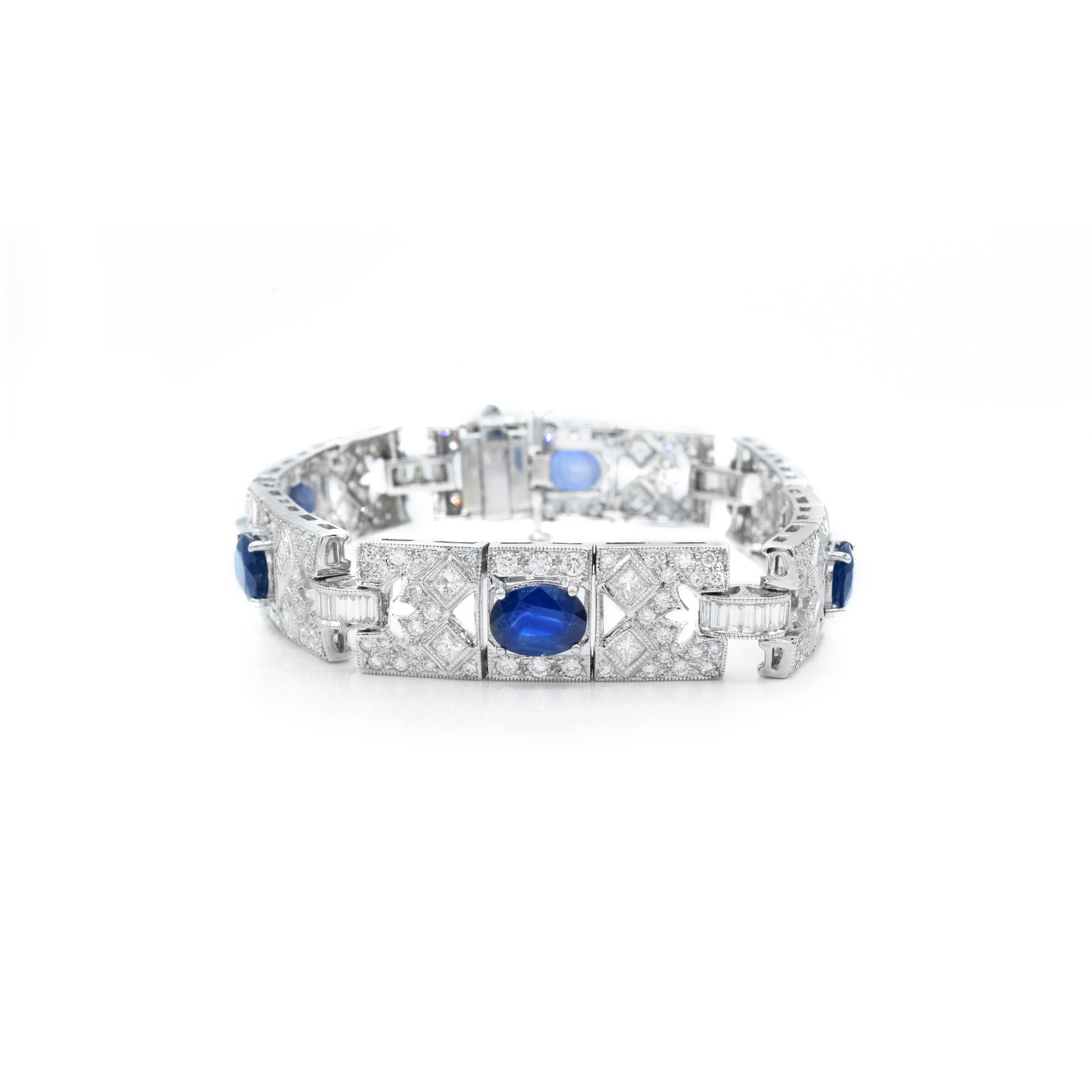 Vintage Art Deco Diamond And Sapphire Bracelet