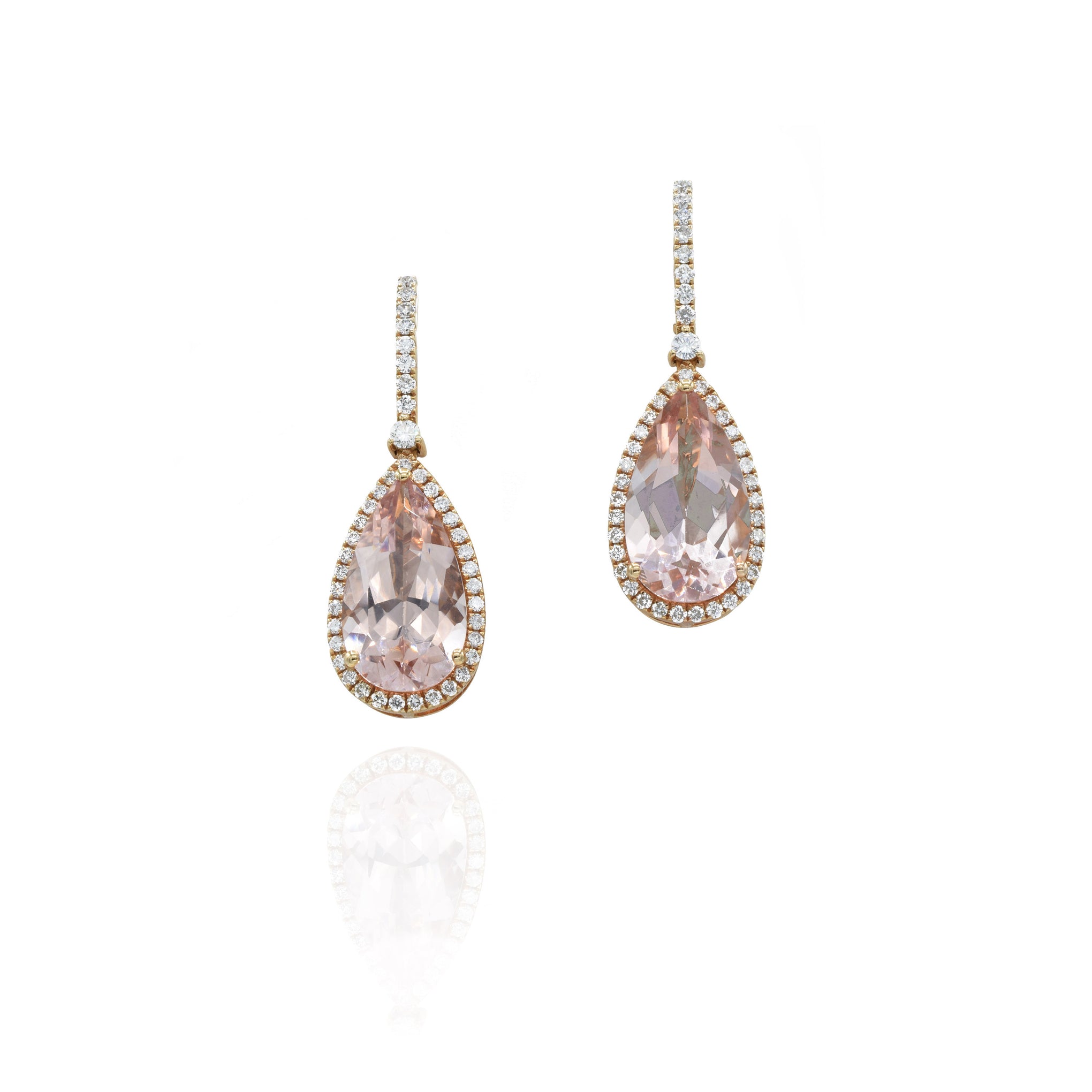 18KT Rose Gold Morganite And Diamond Drop Earrings