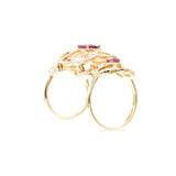 18kt Rose Gold, Rubellite and Diamond Double Ring