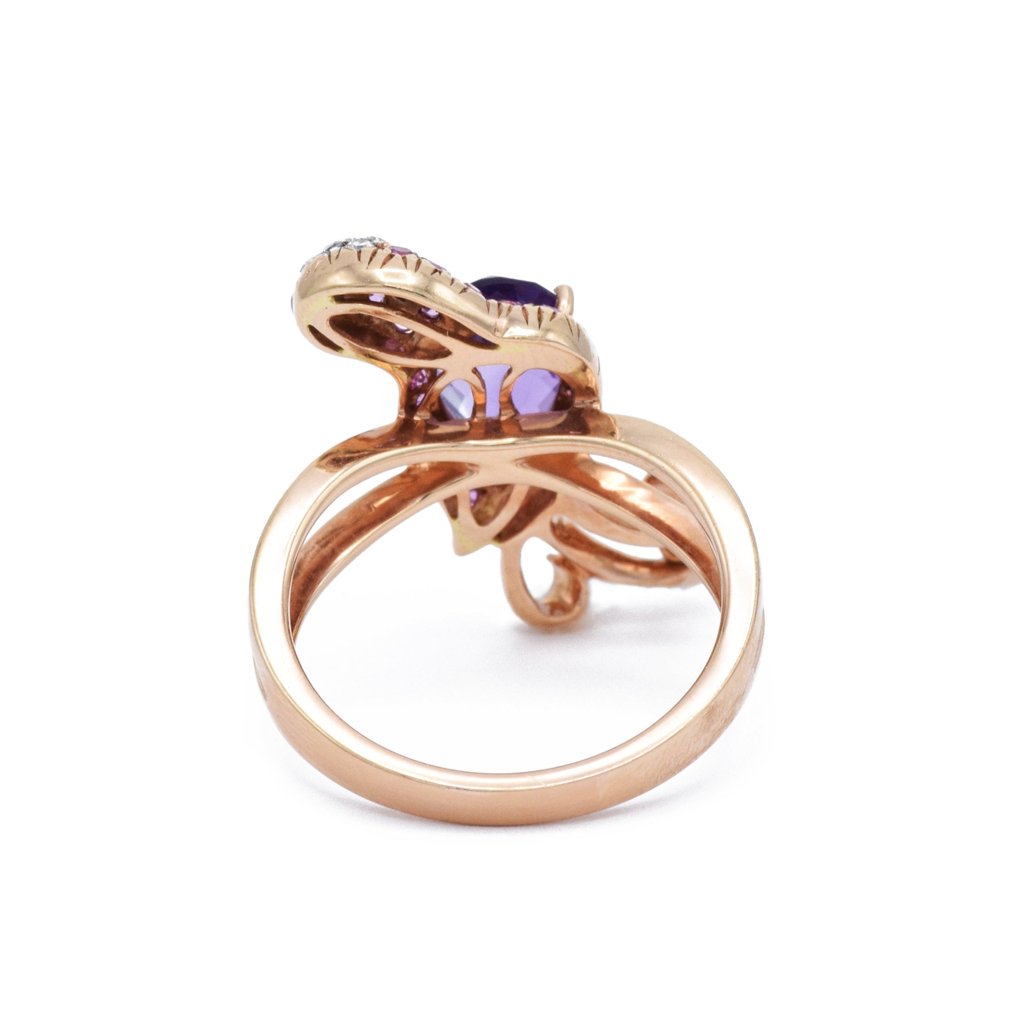 Parrot Ring with Amethyst, Sapphires, and Diamonds