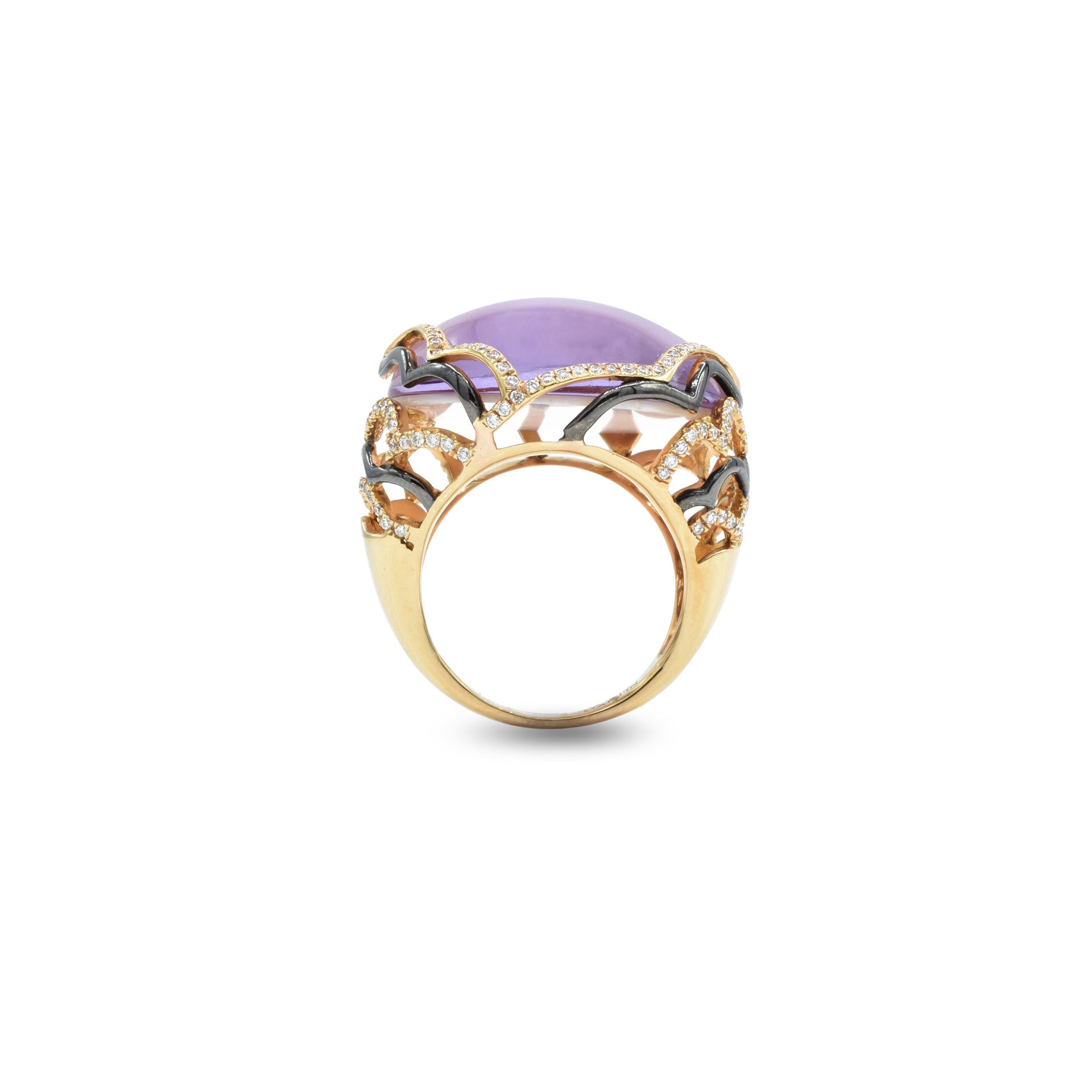 18KT Rose Gold Amethyst And Mother Of Pearl Ring