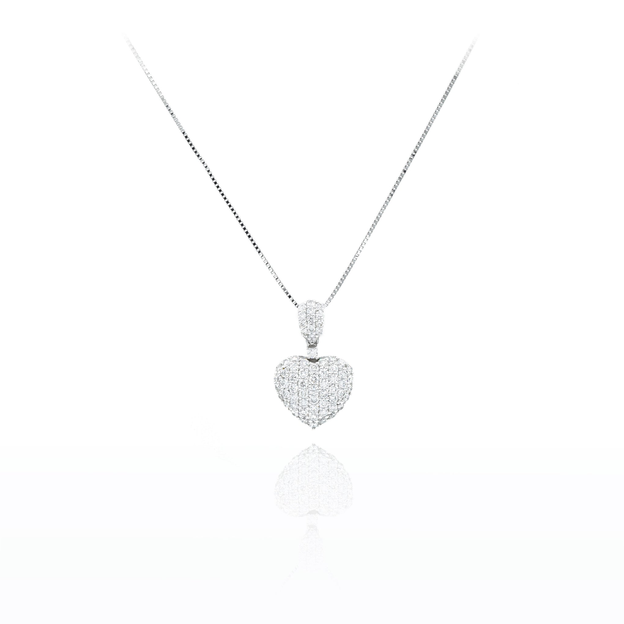 18kt White Gold Micropave Diamond Heart