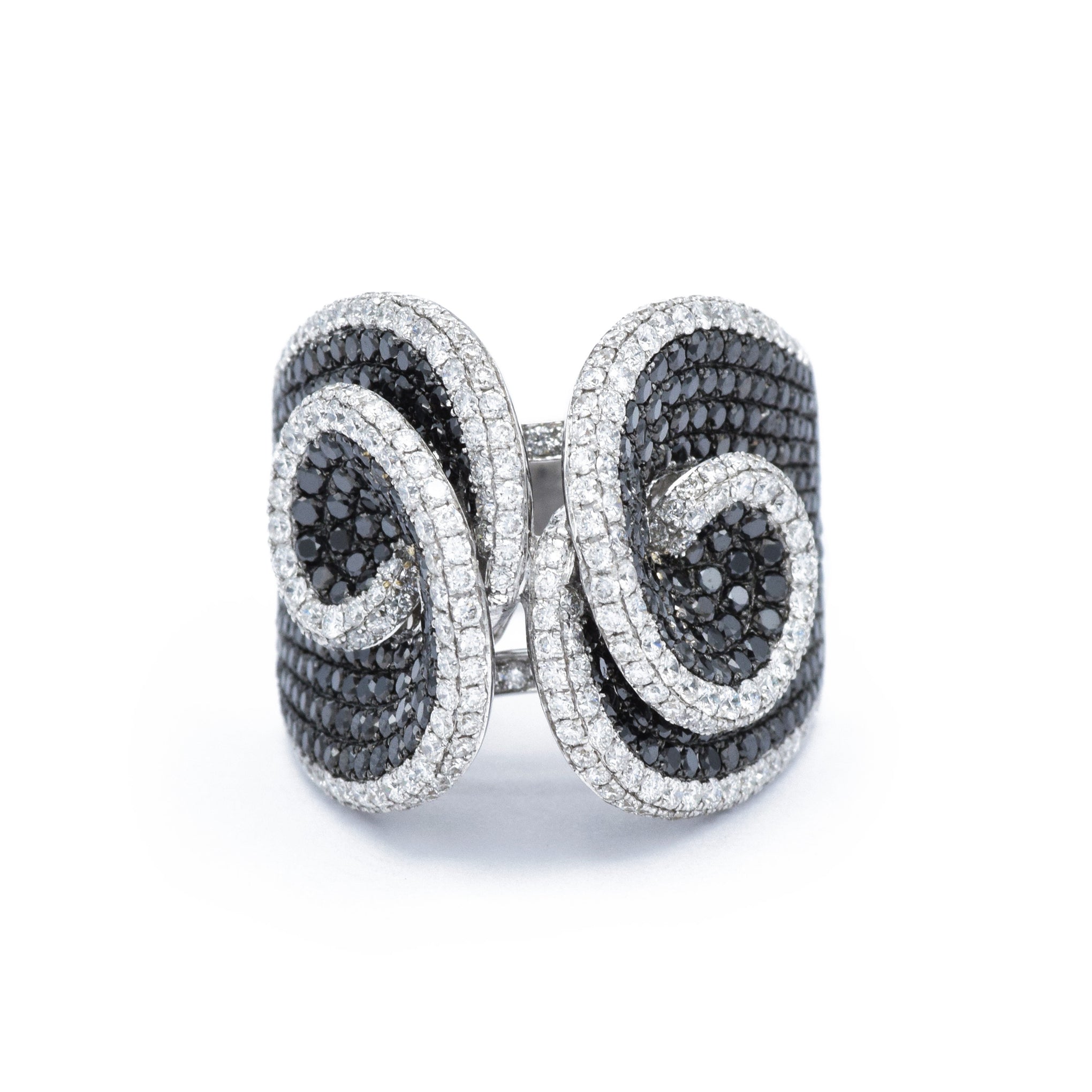 Black and White Diamond Swirl Ring