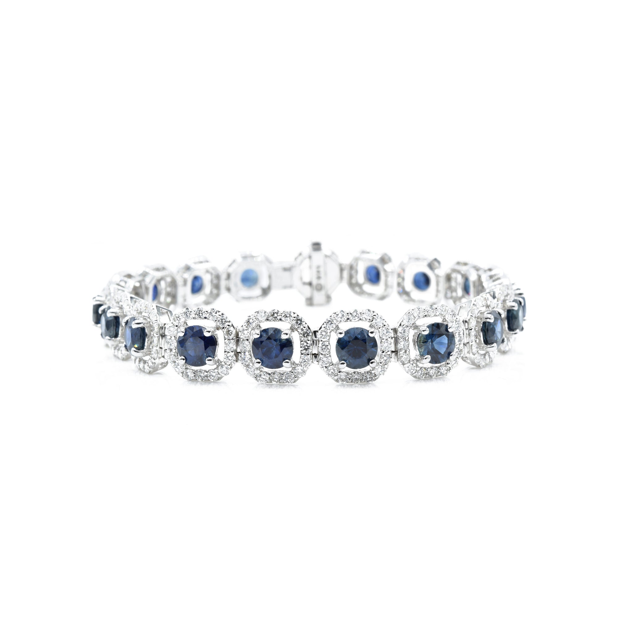 14KT White Gold Blue Sapphire And Diamond Bracelet
