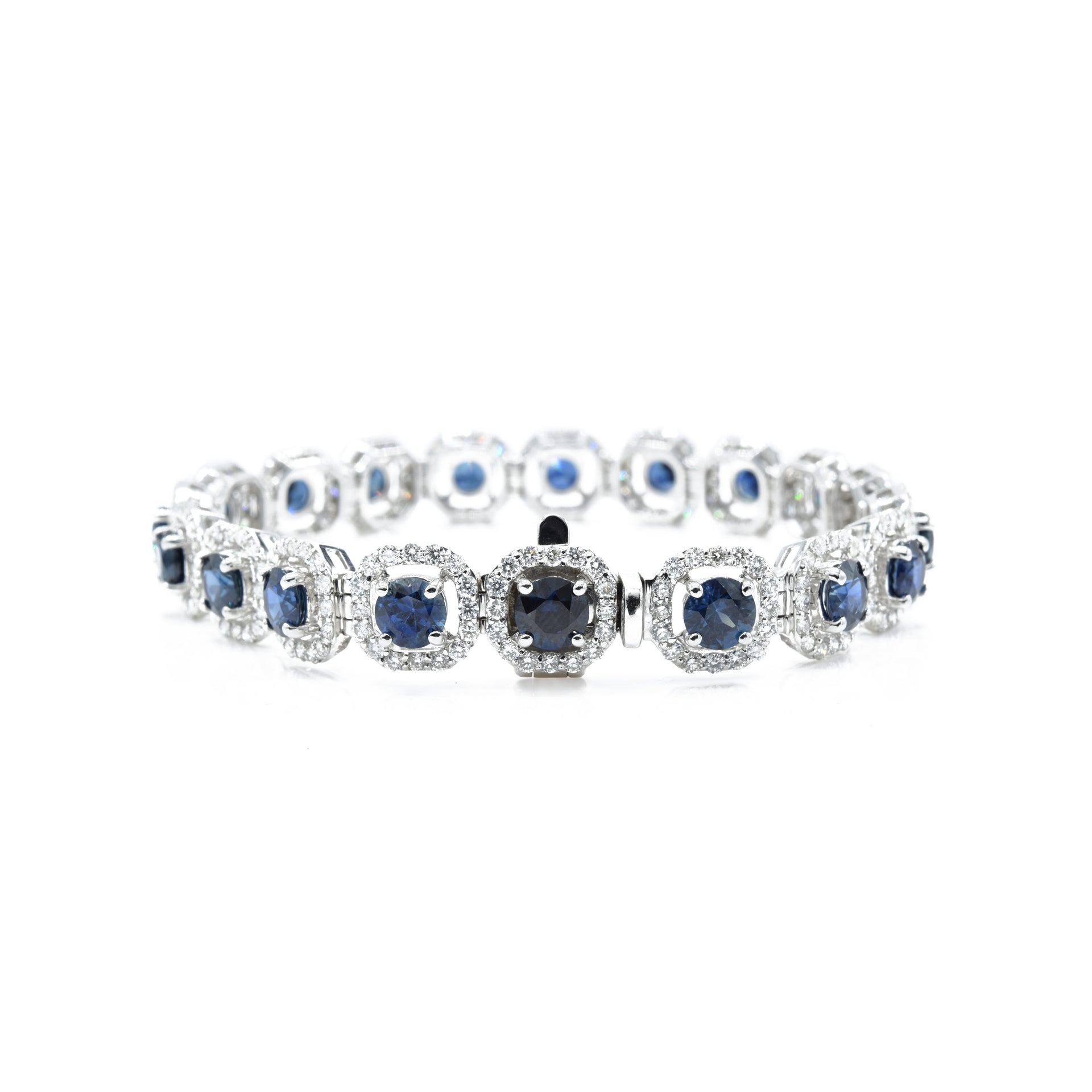 14KT White Gold Blue Sapphire And Diamond Bracelet