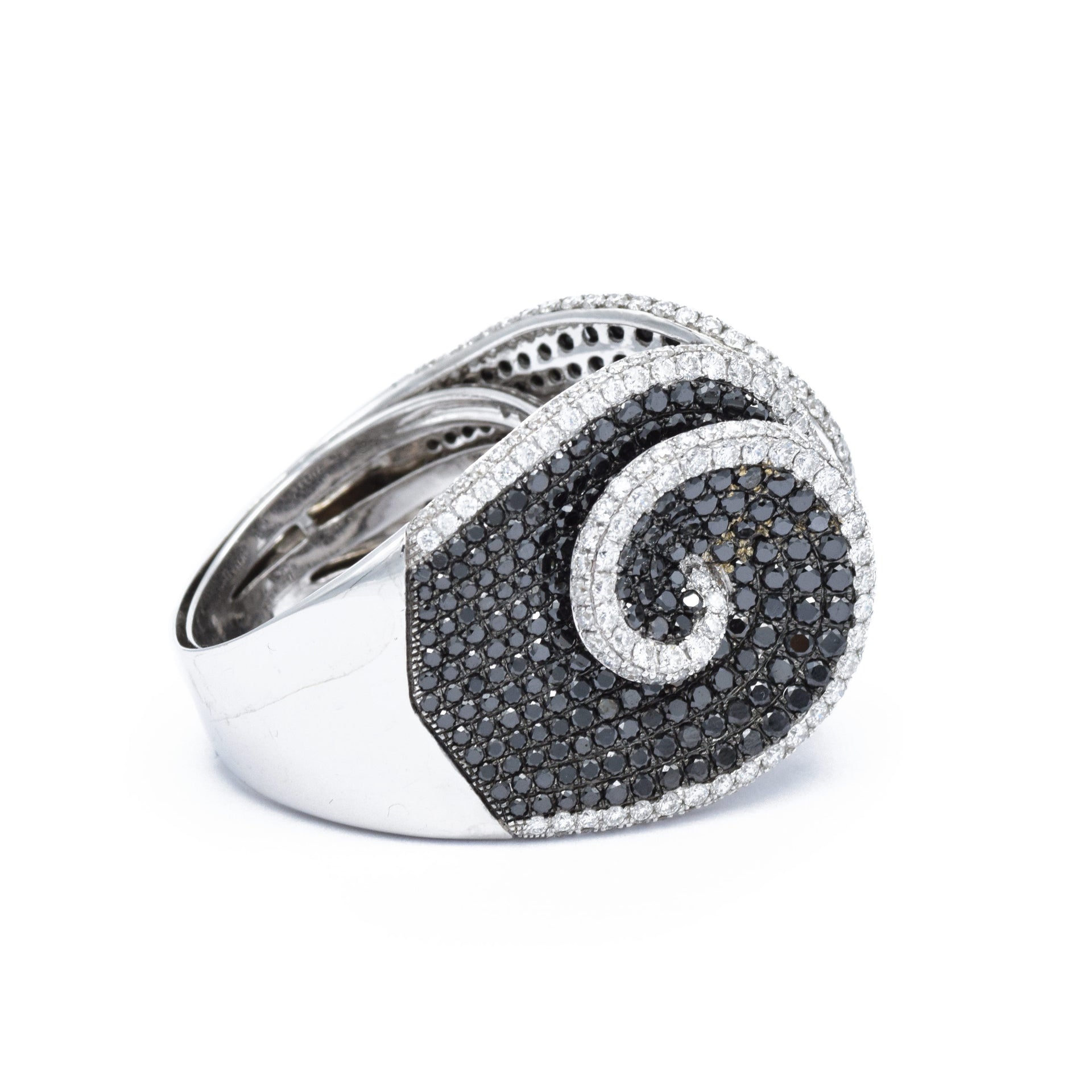 Black and White Diamond Swirl Ring