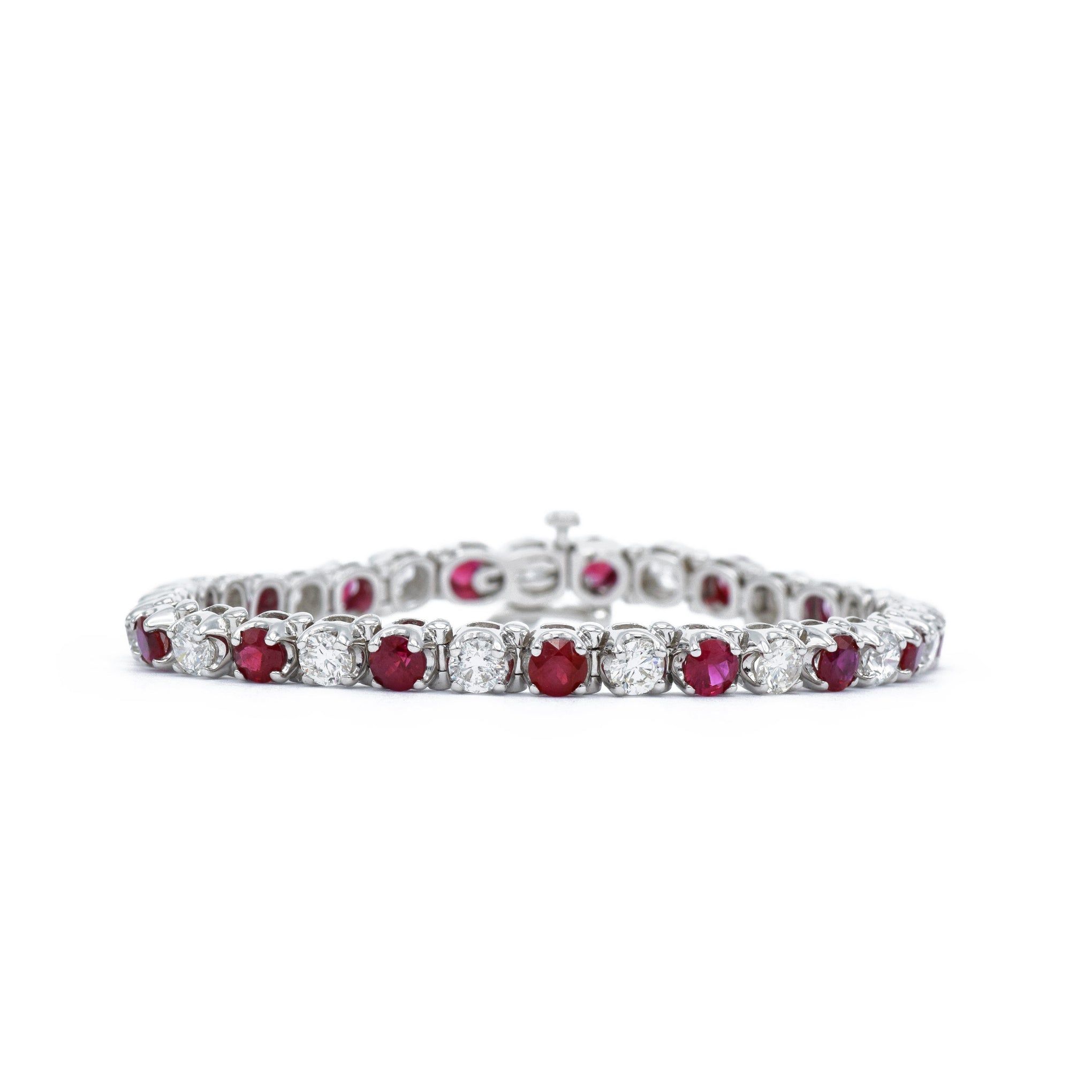 18kt White Gold Round-cut Ruby Bracelet