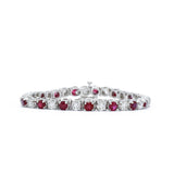 18kt White Gold Round-cut Ruby Bracelet
