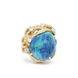 Estate Black Opal And Diamond Ring