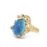 Estate Black Opal And Diamond Ring