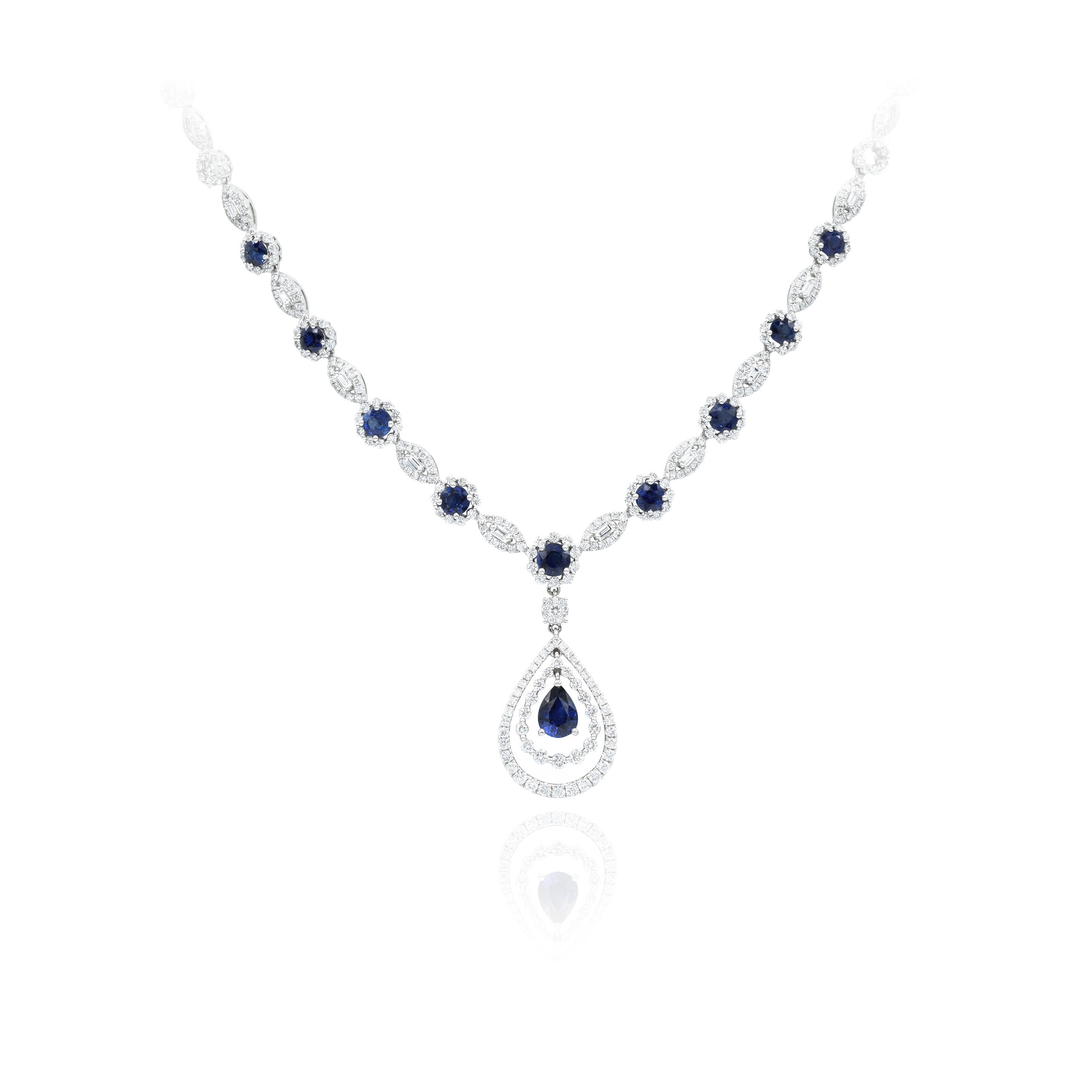 18kt White Gold Sapphire and Diamond Necklace