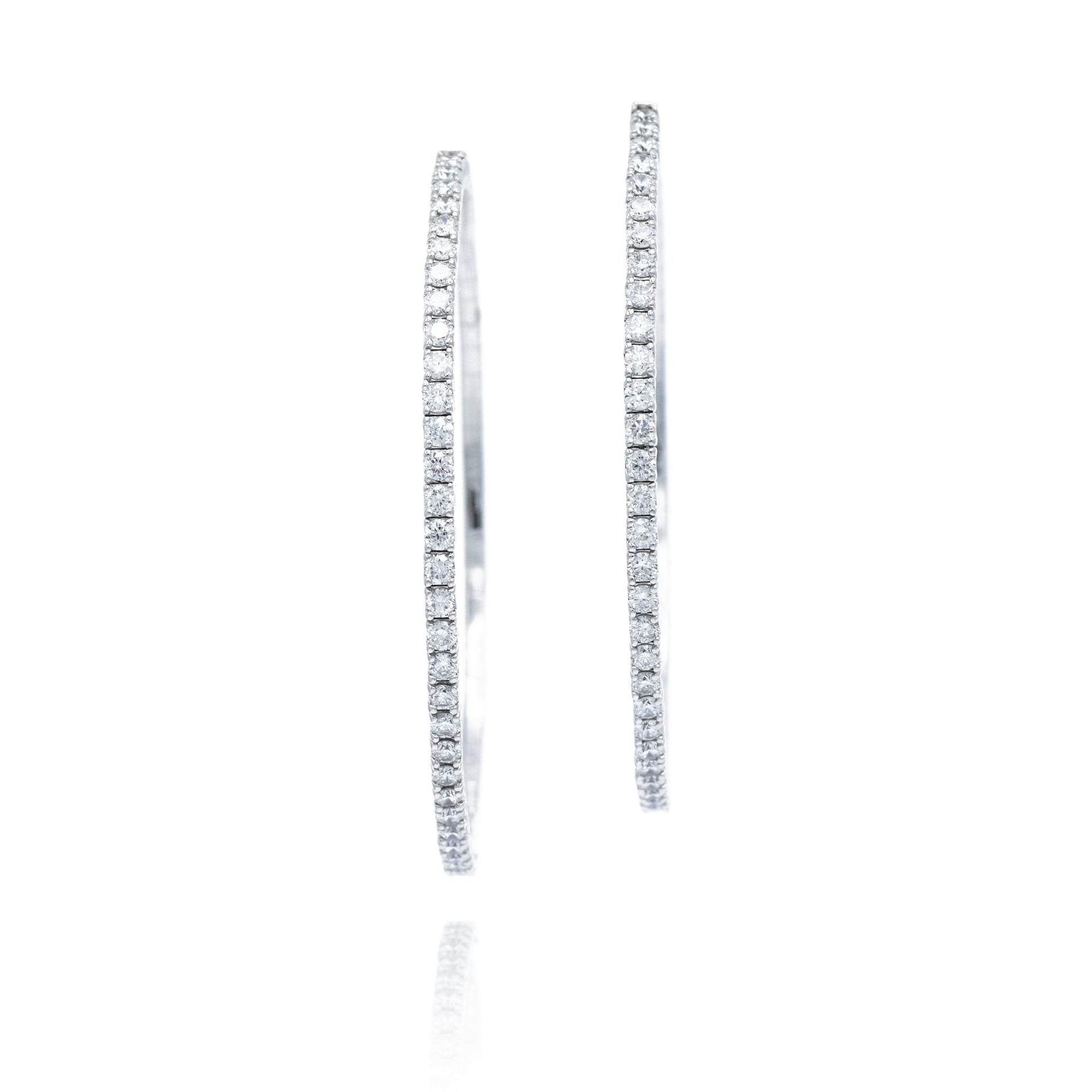 18kt White Gold Diamond Hoops