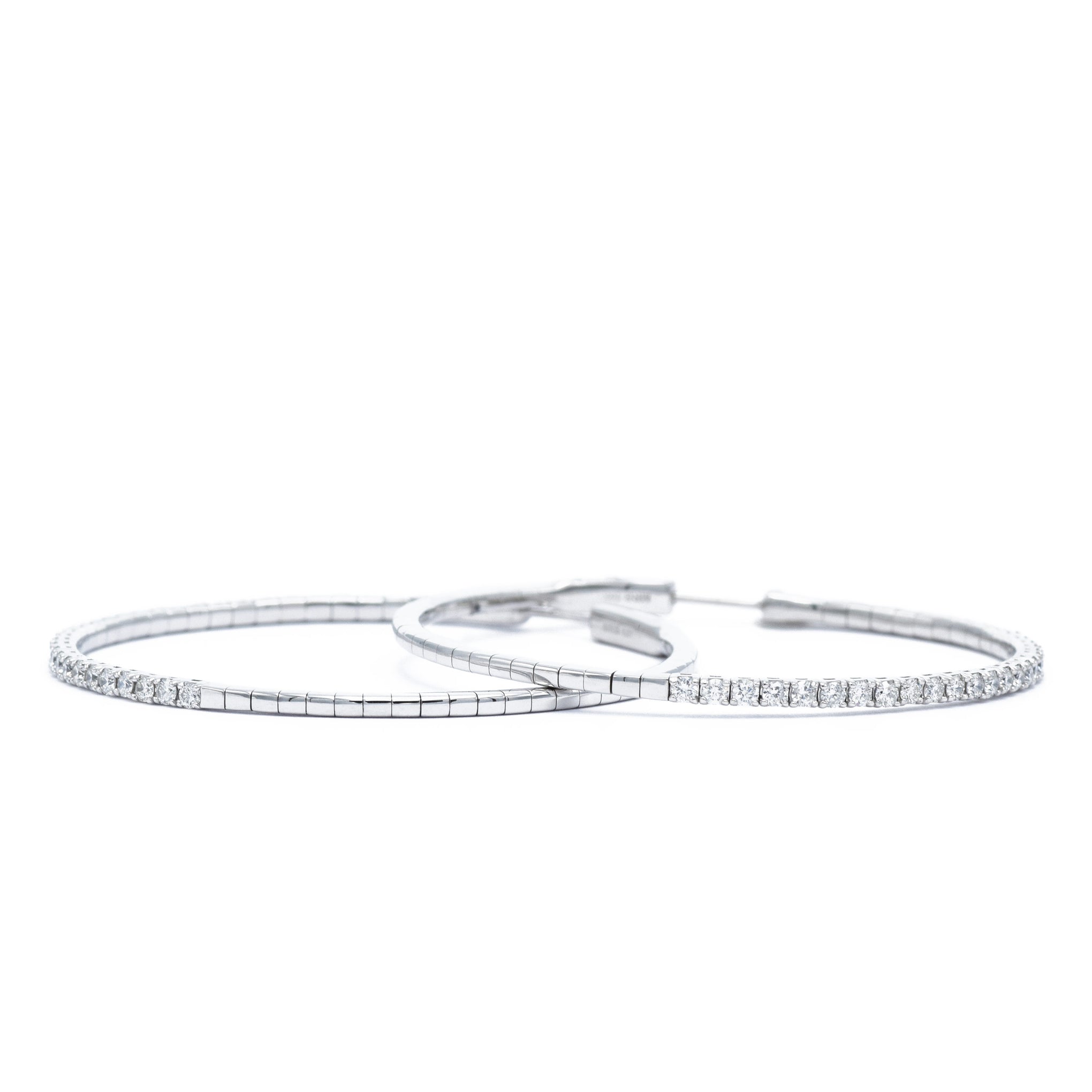 18kt White Gold Diamond Hoops