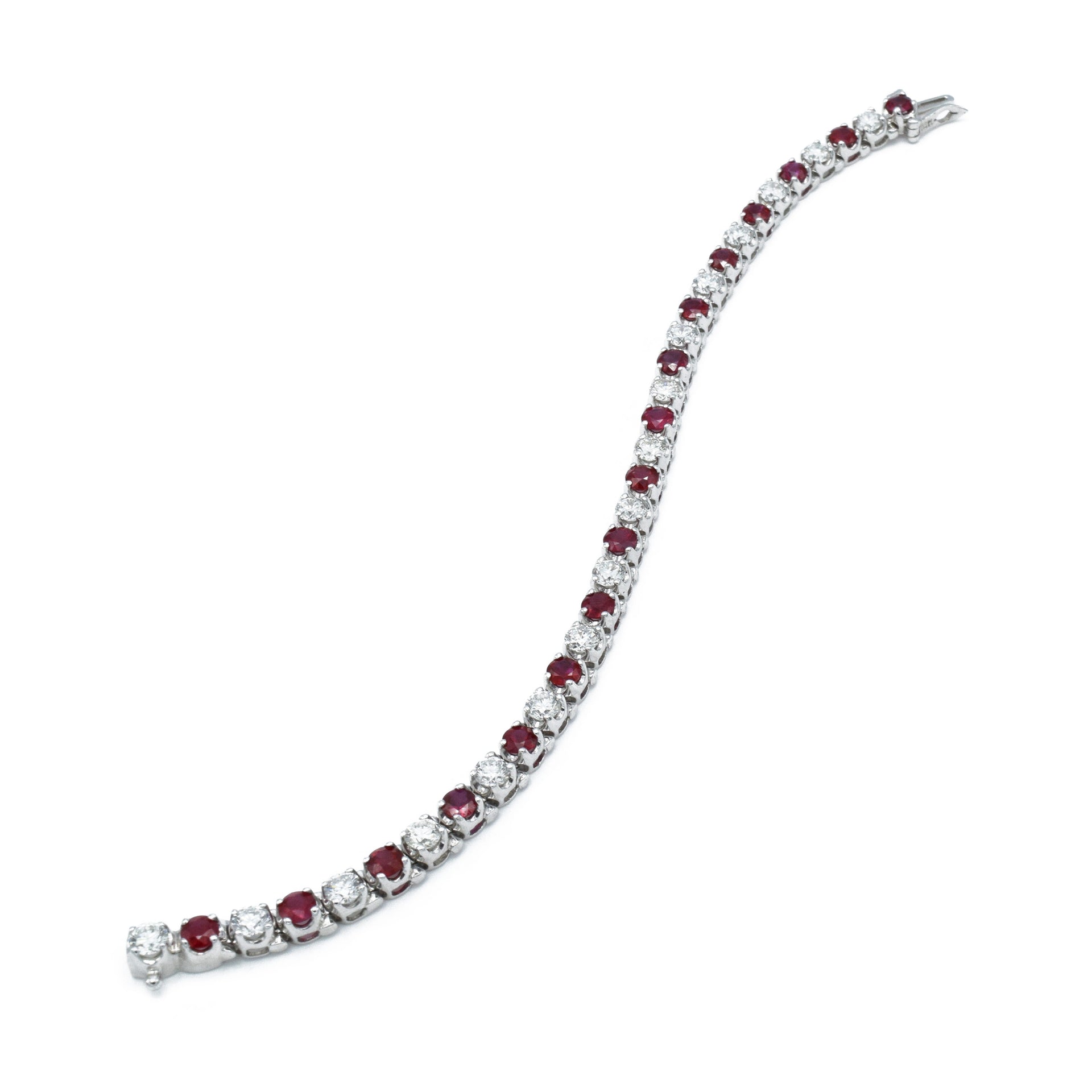 18kt White Gold Round-cut Ruby Bracelet