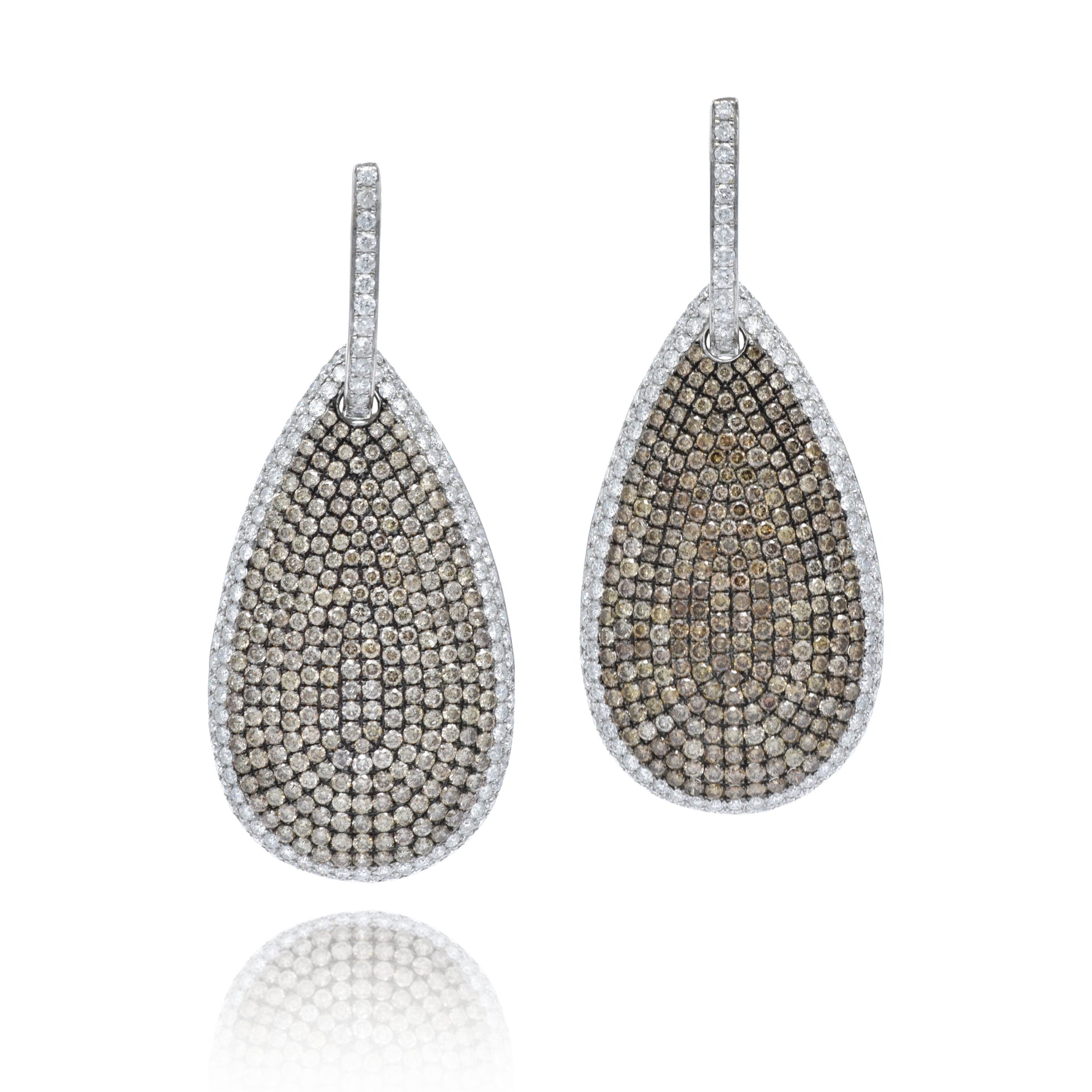 Champagne and White Diamond Drop Earrings