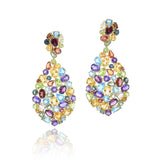 18KT Yellow Gold Multi-Color Gemstone Earrings