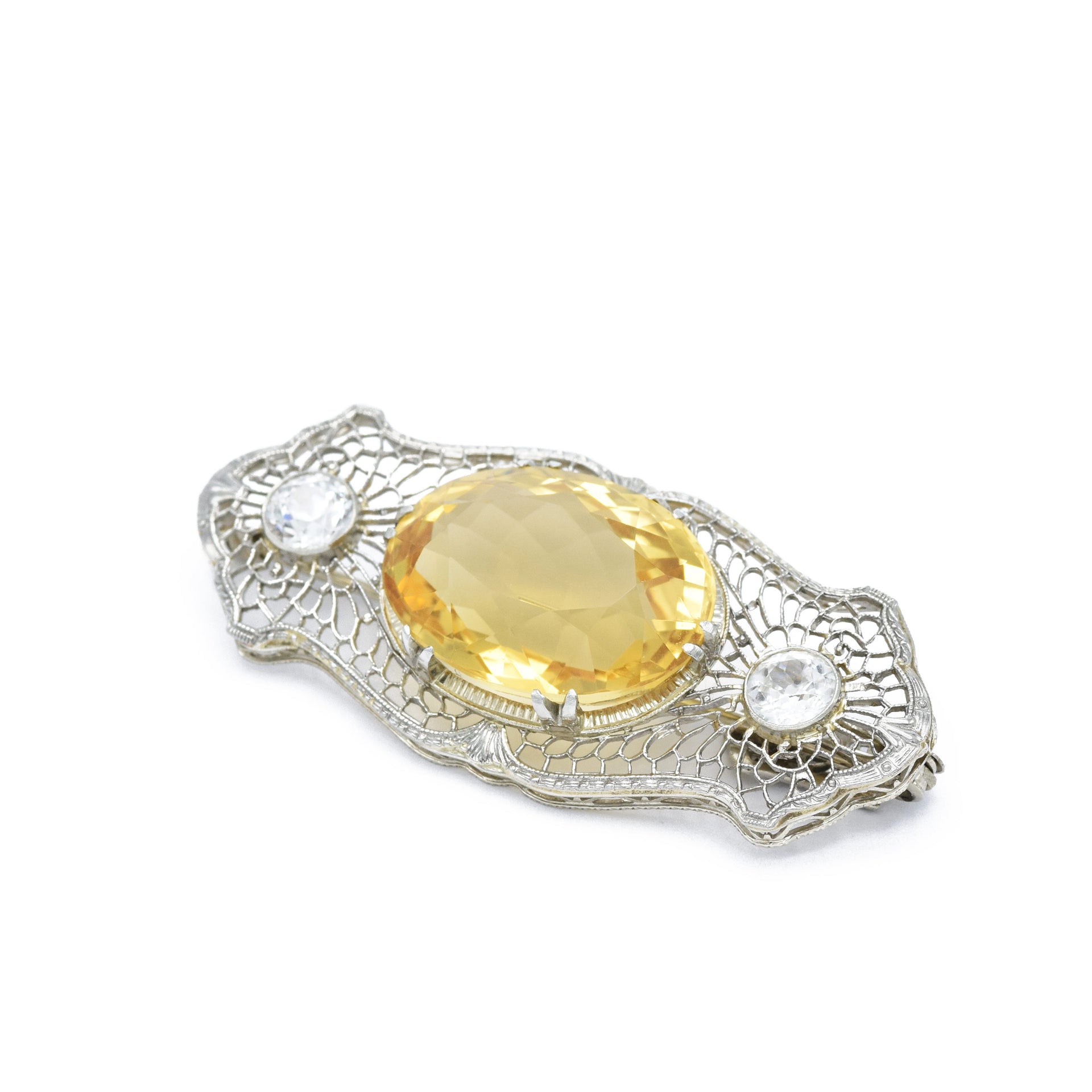 Art Nouveau, Gold Filigree with Citrine and Sapphires