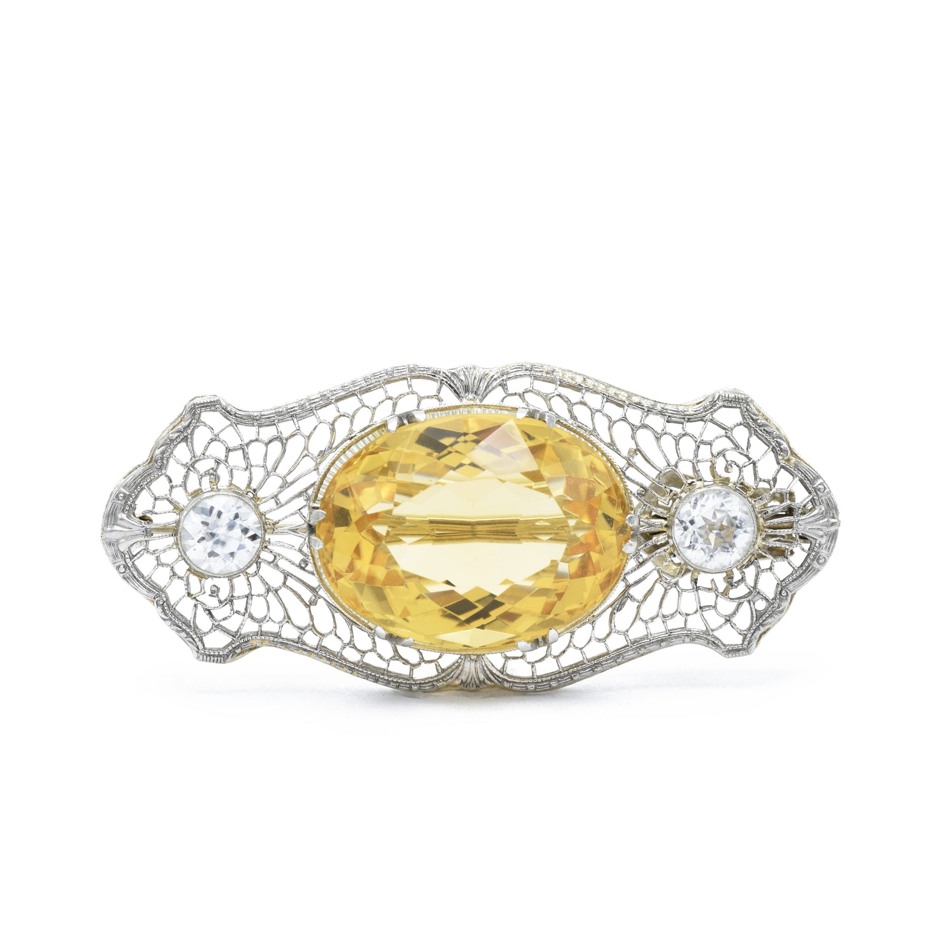 Art Nouveau, Gold Filigree with Citrine and Sapphires