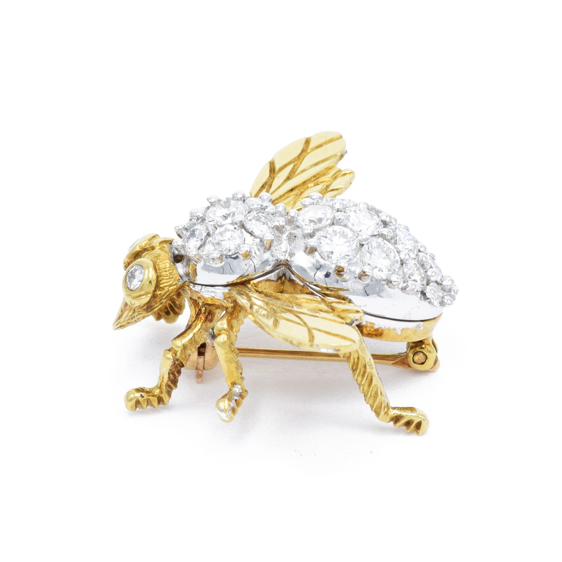 Estate 18kt Gold and Diamond Fly Pin