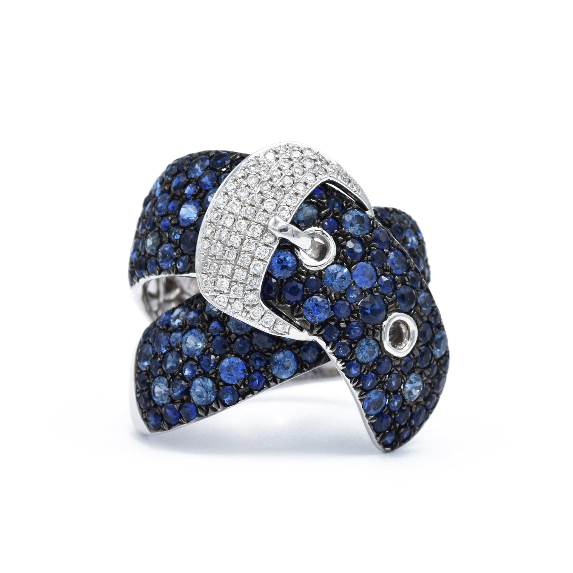 Sapphire and Diamond Buckle Ring