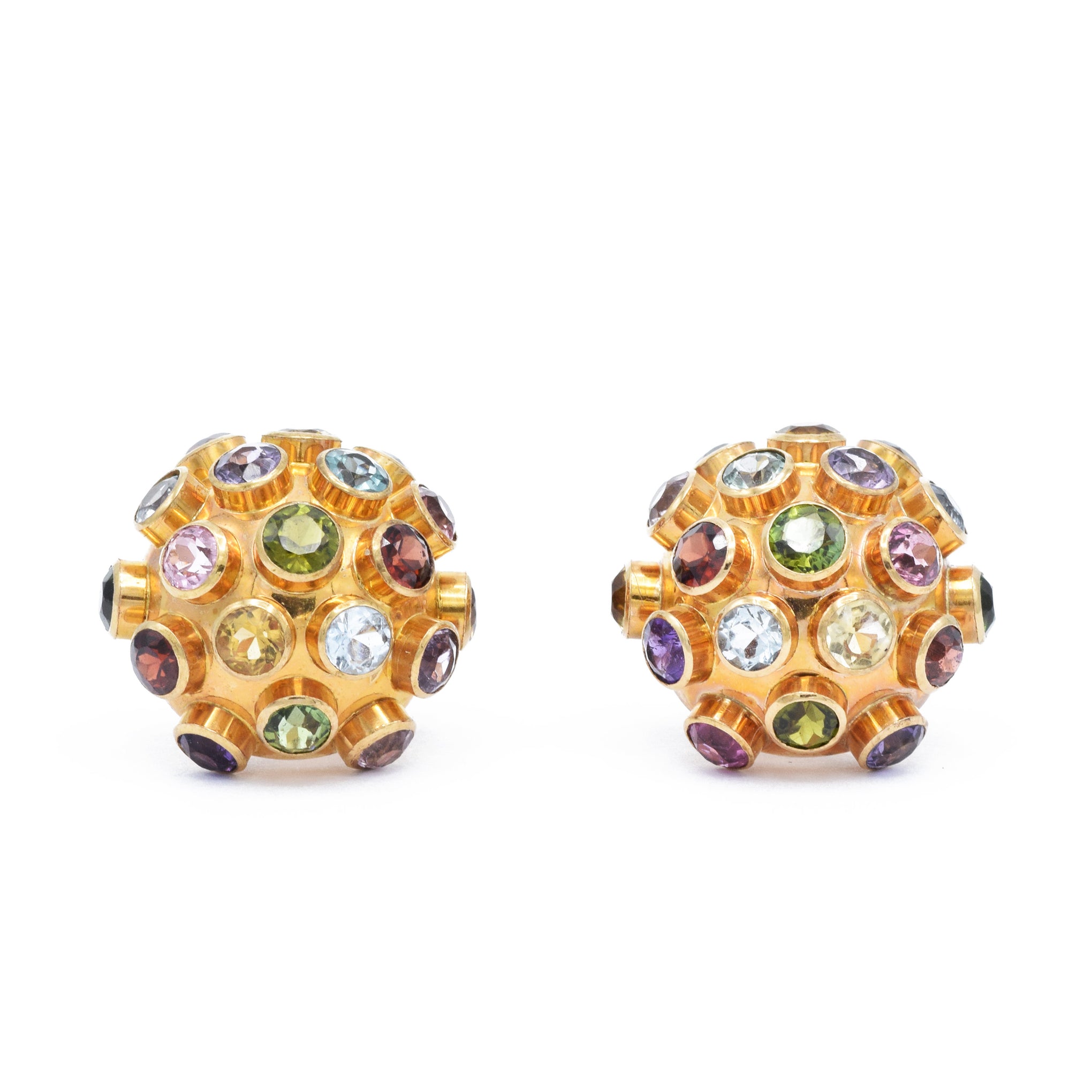 Vintage Multi-Colored Stone Dome Earrings