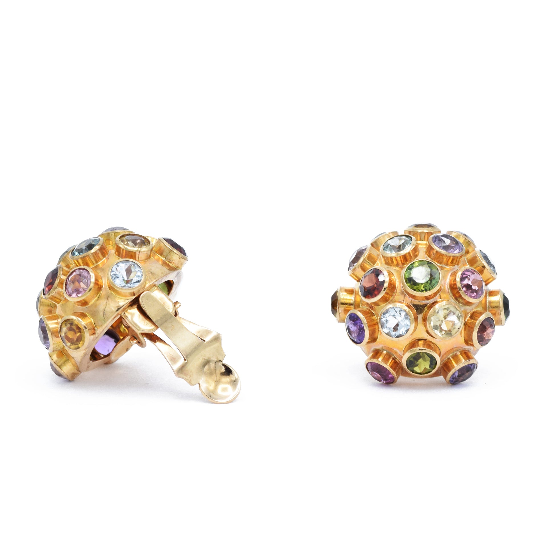 Vintage Multi-Colored Stone Dome Earrings