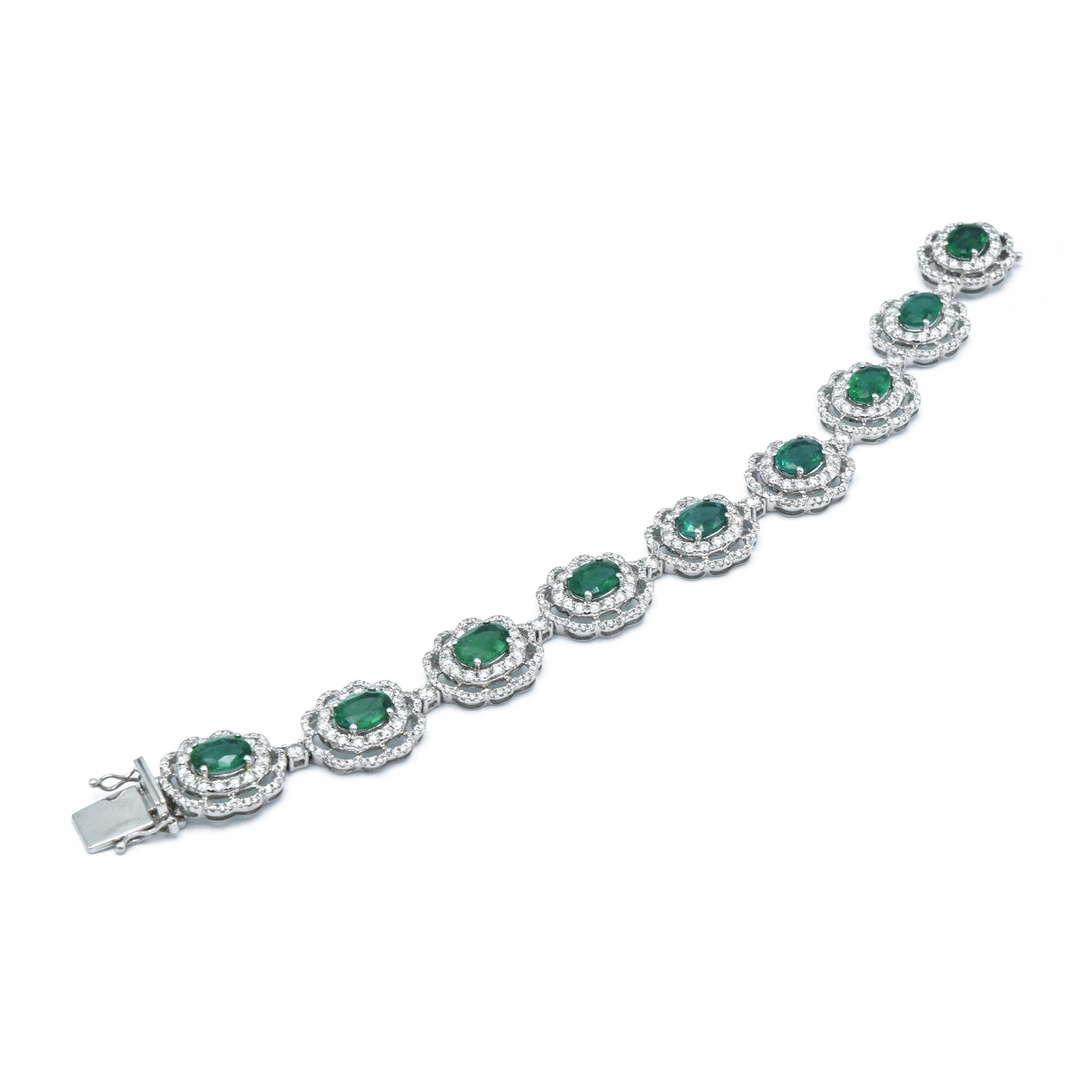 18kt White Gold Colombian Emerald Bracelet