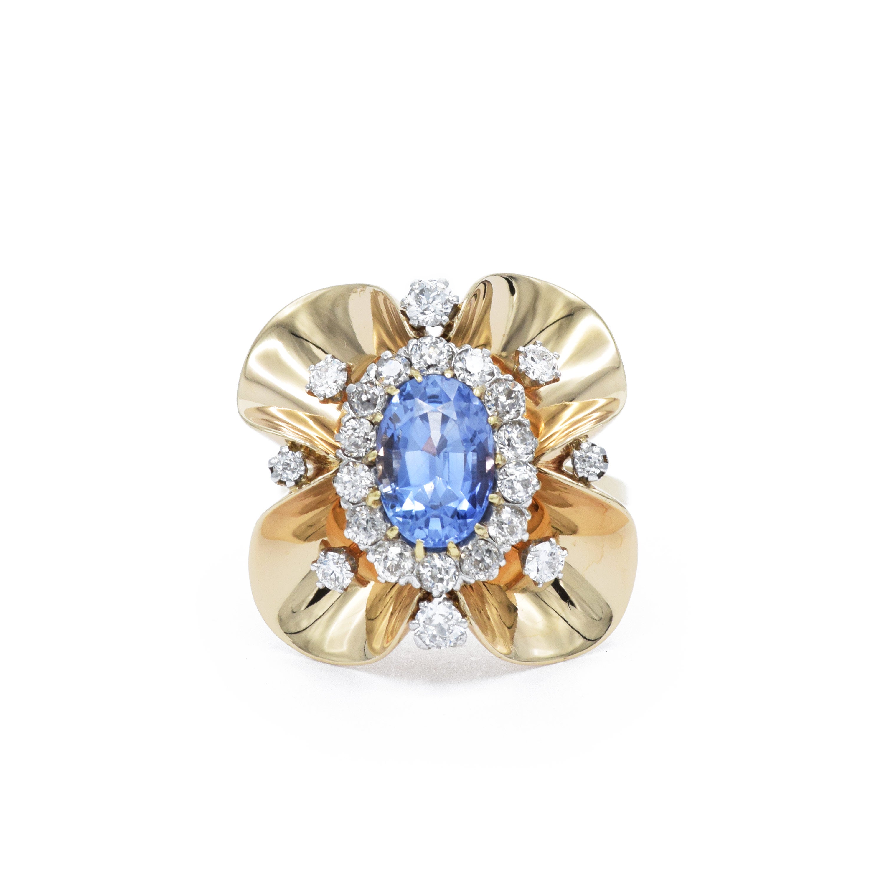 Estate 14KT Diamond Flower Ring