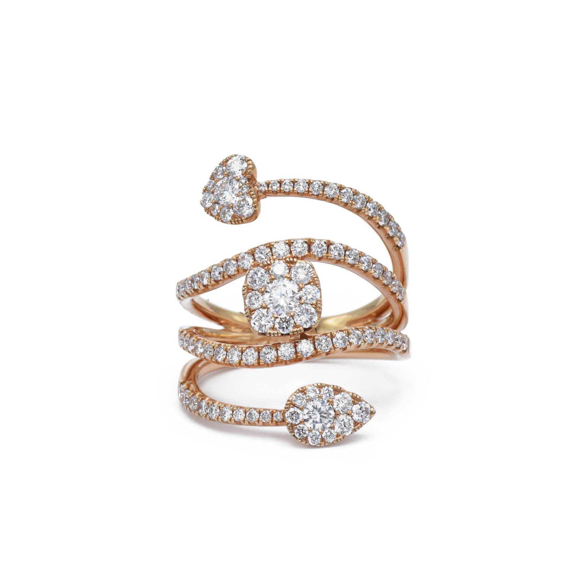 18kt Rose Gold Diamond Swirl Ring