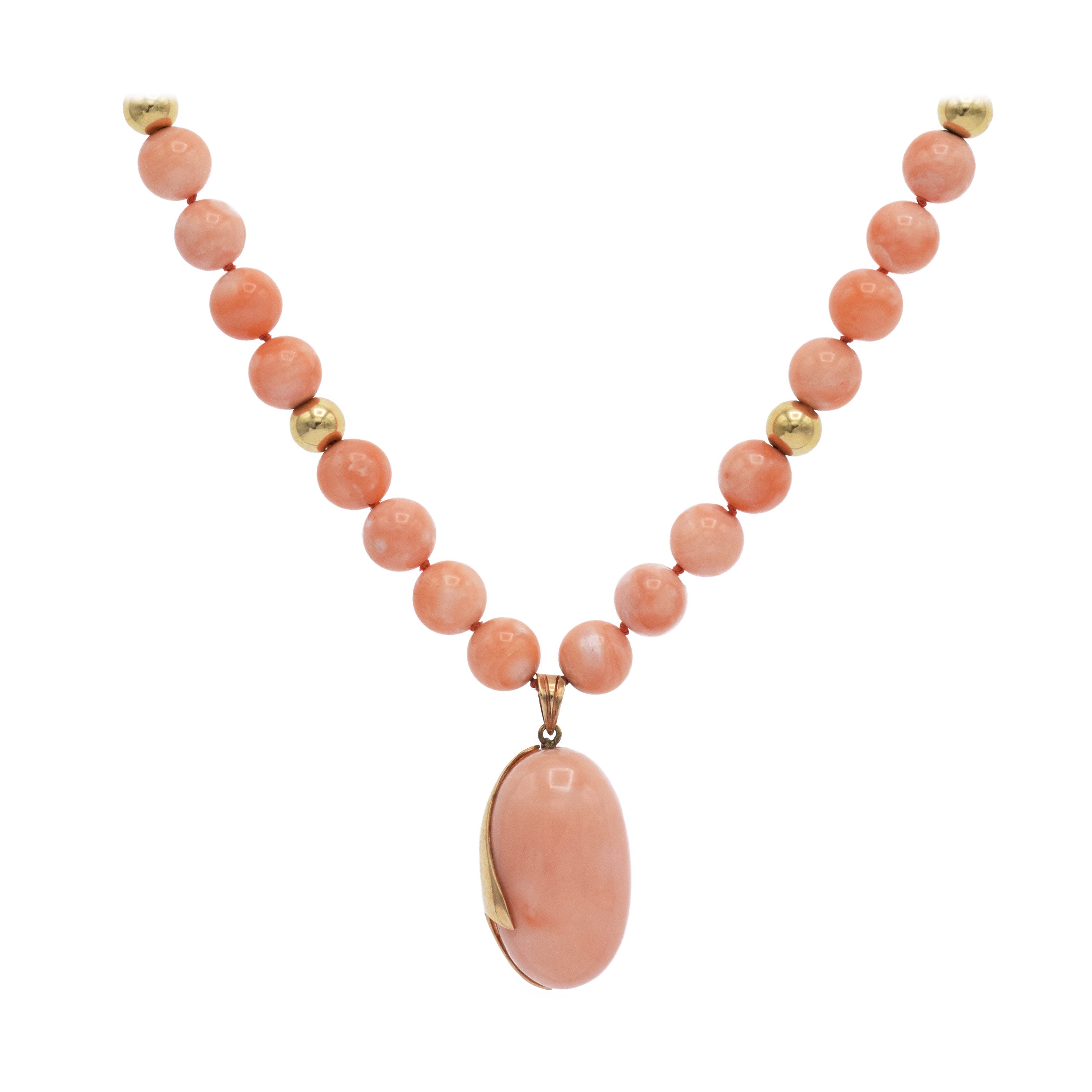 Vintage 14KT Yellow Gold Coral Necklace