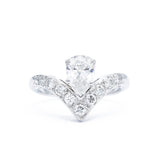 Platinum and Pear Diamond V Ring