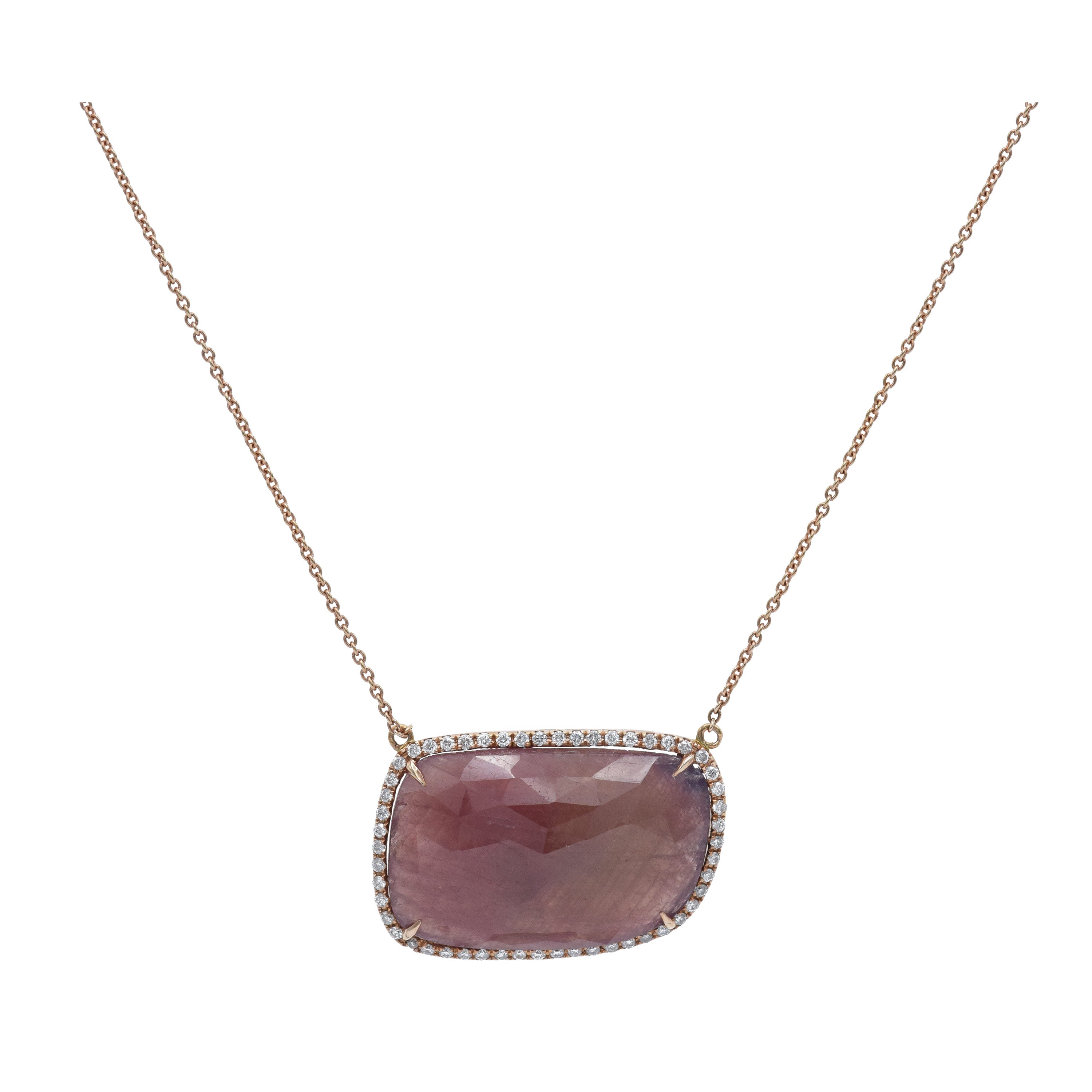 14KT Rose Gold Pink Sapphire Necklace