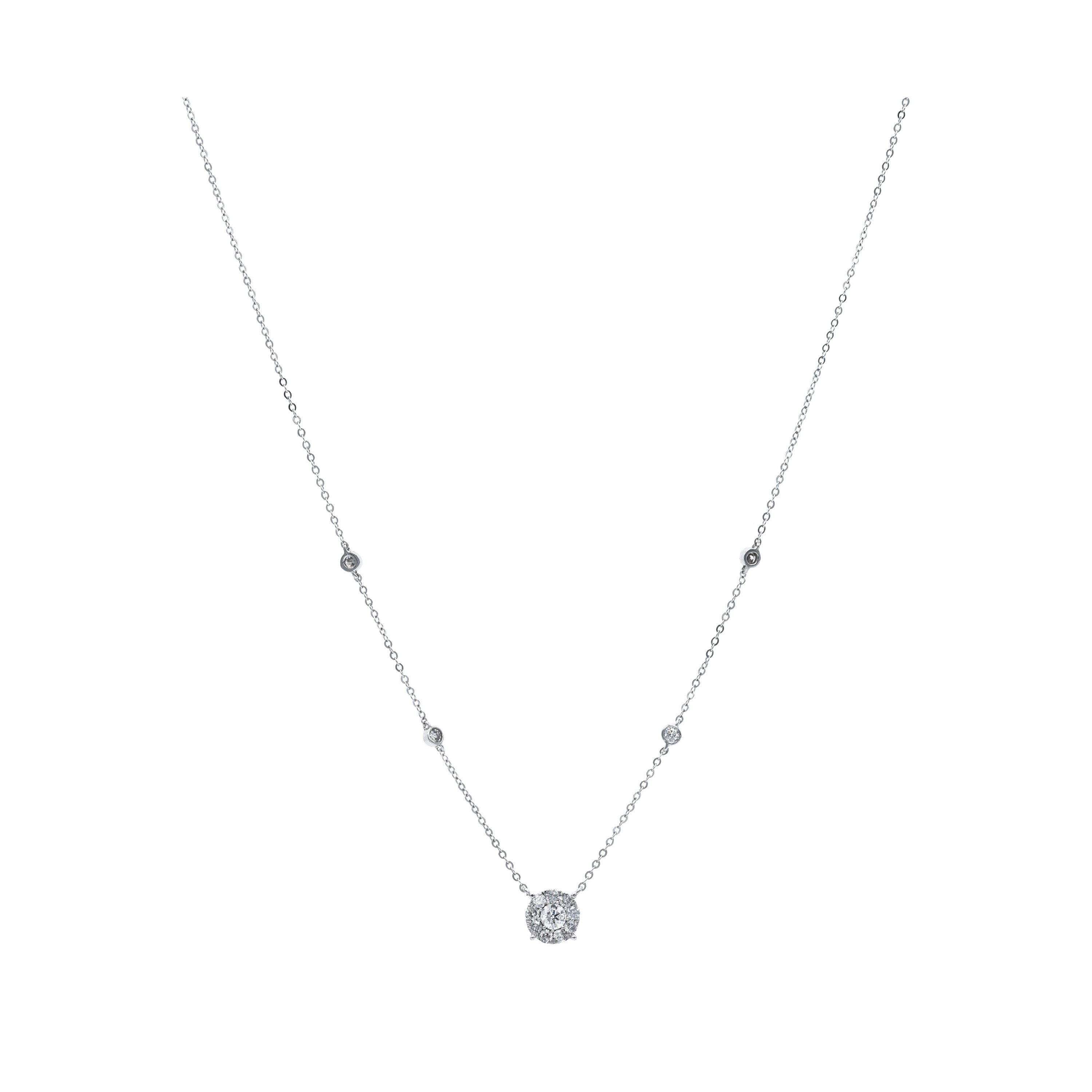 14KT White Gold Diamond Cluster Pendant