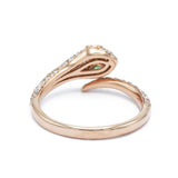 14KT Rose Gold Diamond Snake Ring With Emerald Eyes