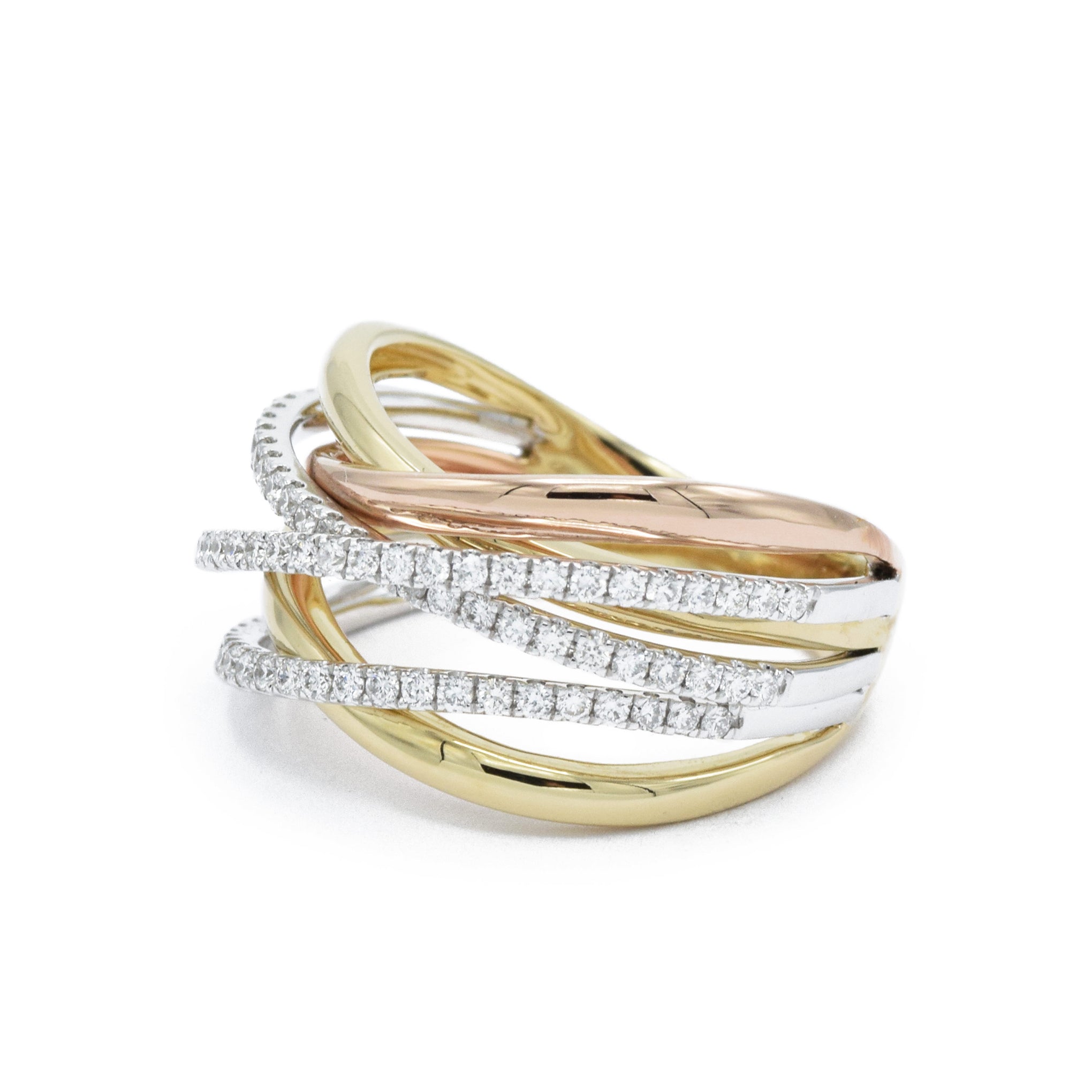 Rose and Yellow Gold Crisscross Ring