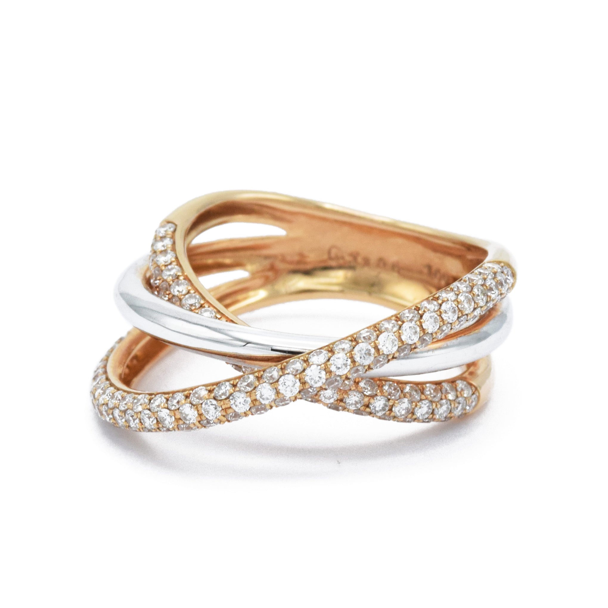 18KT Tricolor Gold And Diamond Twist Ring