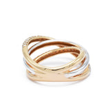 18KT Tricolor Gold And Diamond Twist Ring