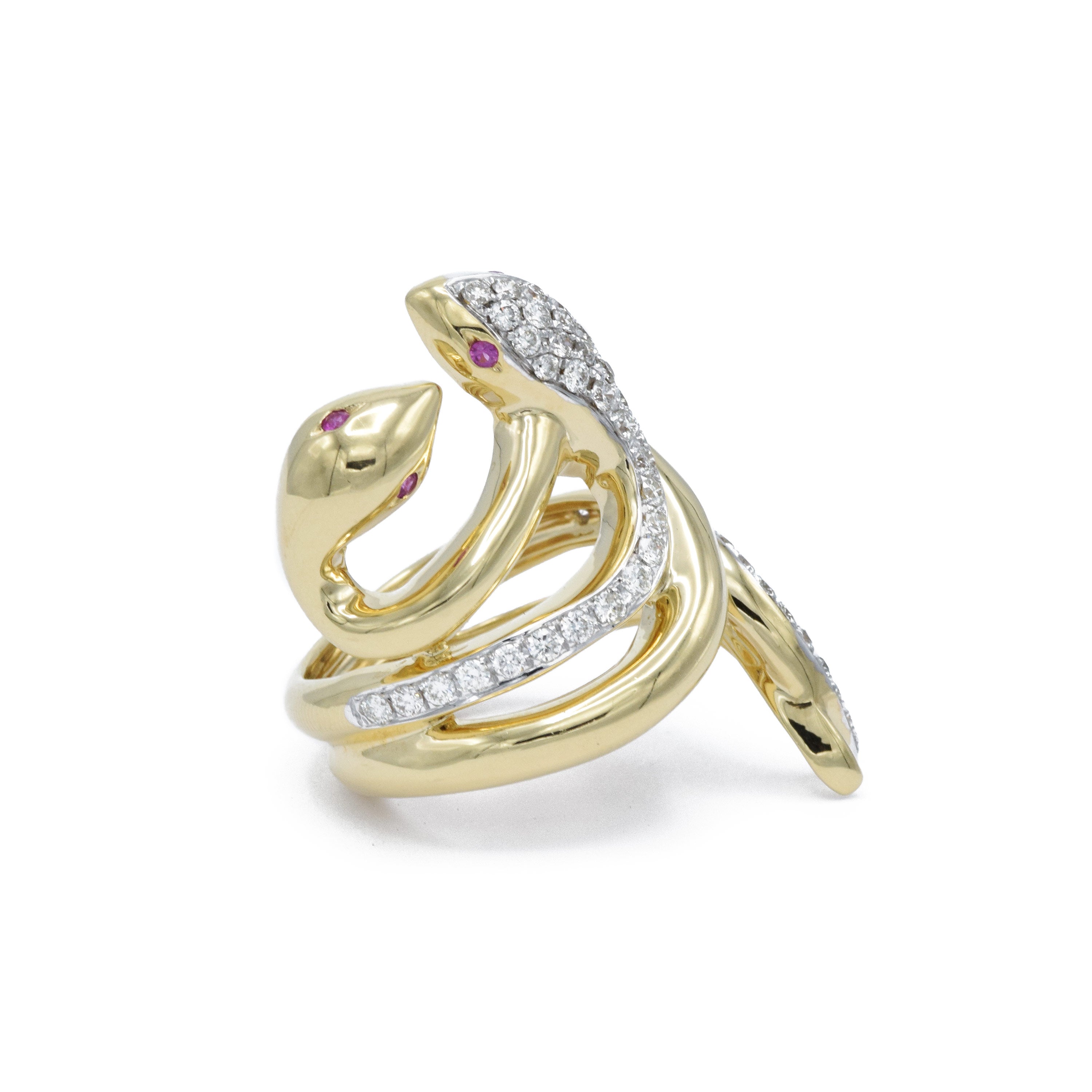 14KT Gold And Diamond Double Snake Ring