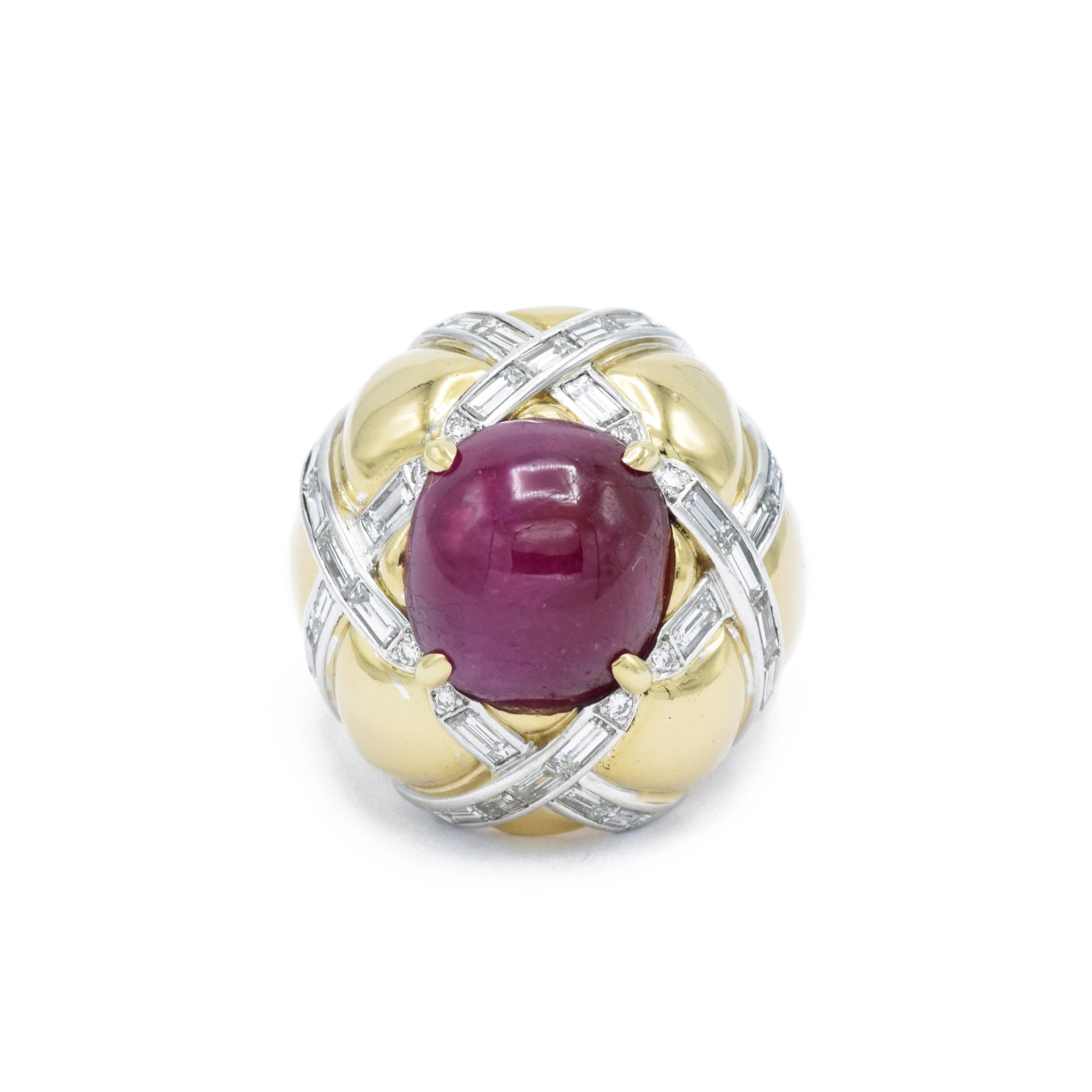 Estate Yellow Gold Ruby and Diamond Ring