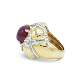 Estate Yellow Gold Ruby and Diamond Ring