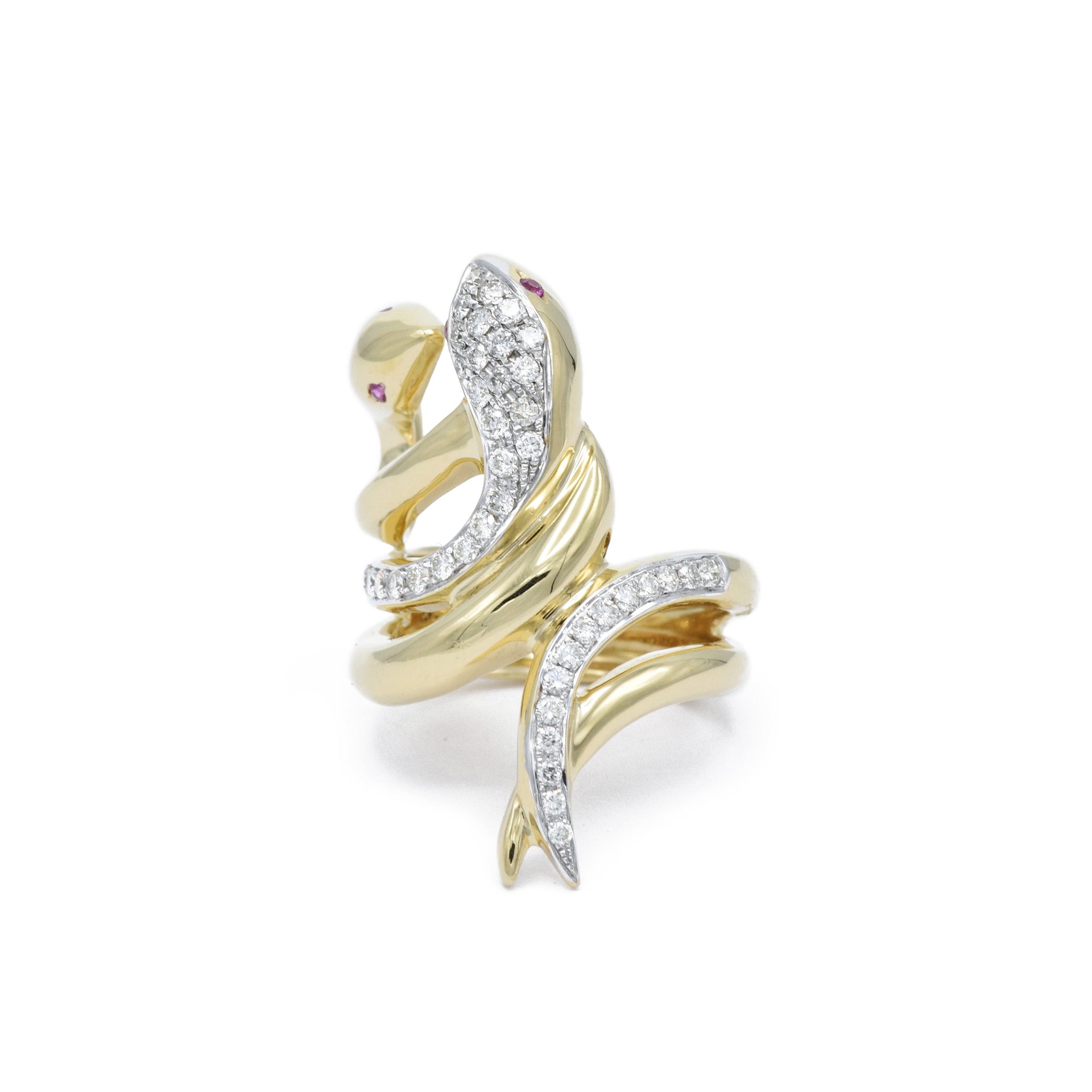 14KT Gold And Diamond Double Snake Ring