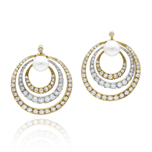Estate Diamond and Pearl Earrings