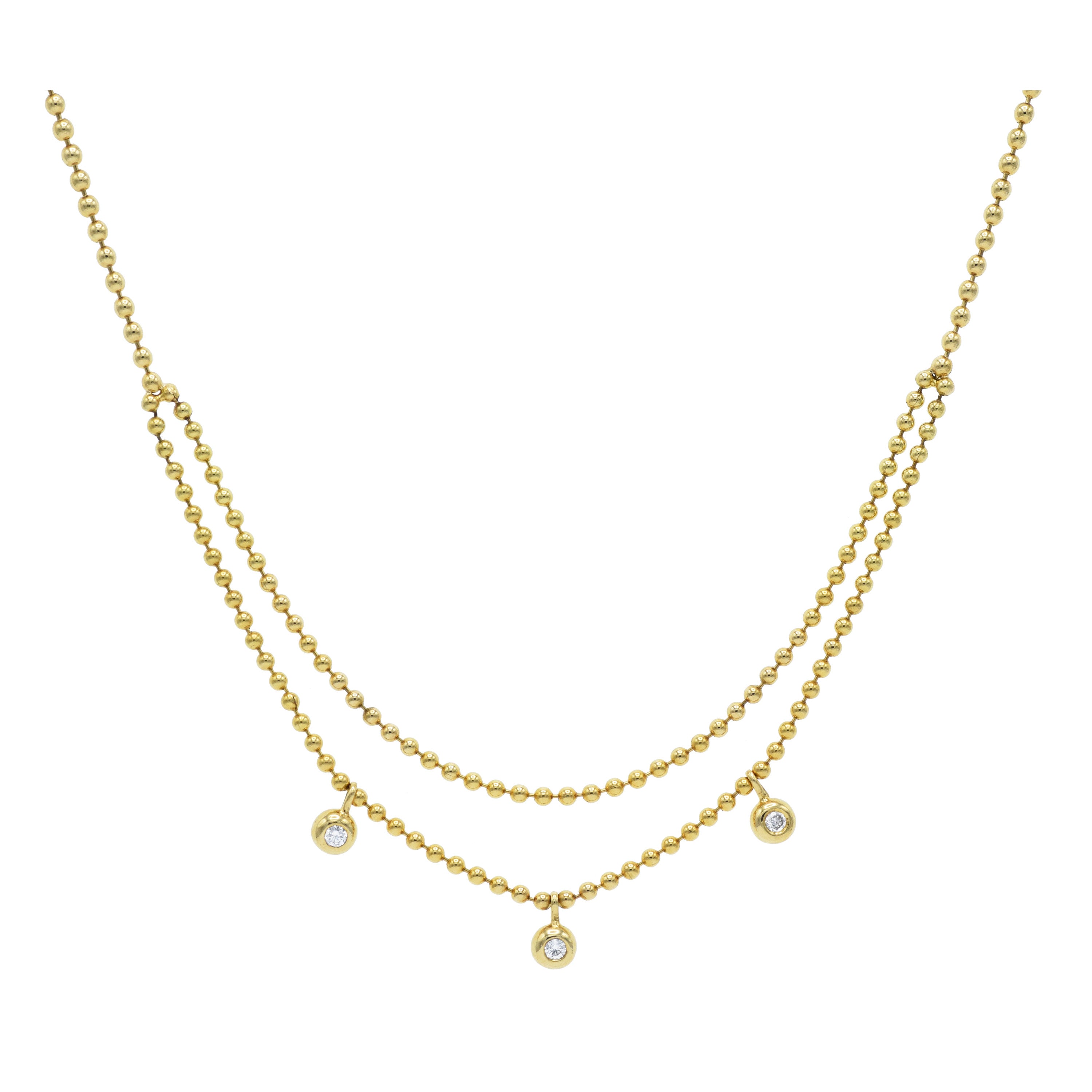18KT Gold Ball Chain, Double Row Necklace