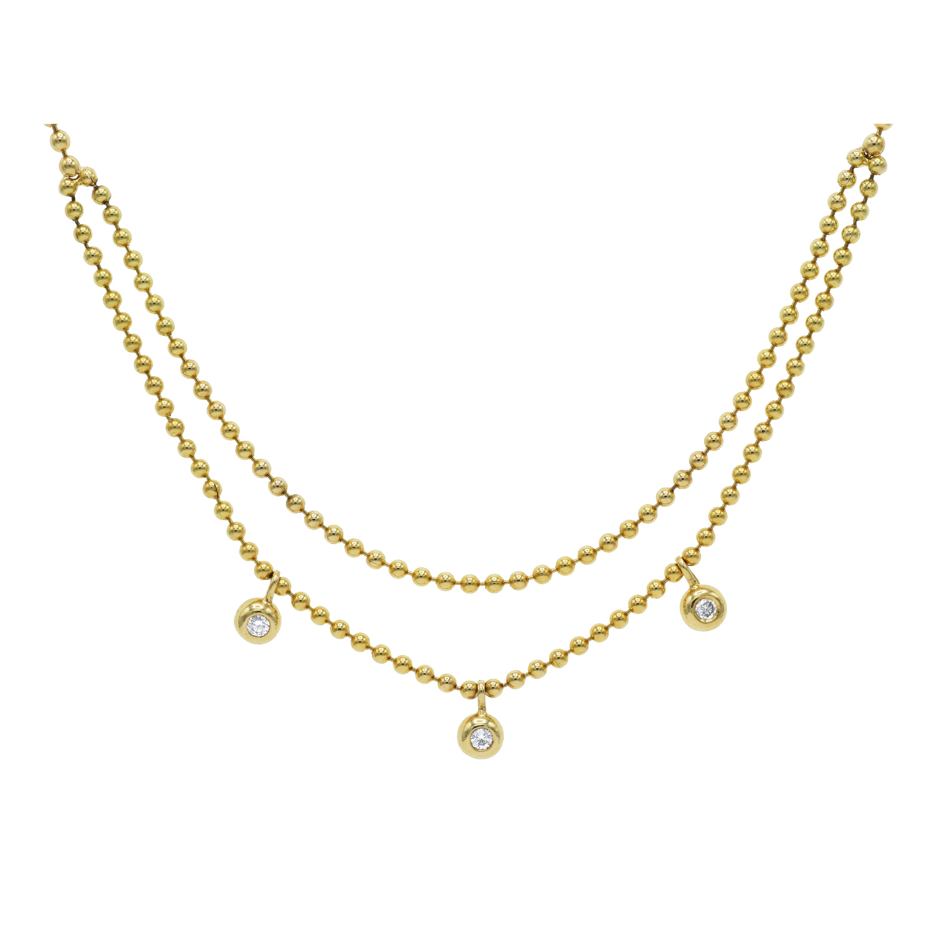18KT Gold Ball Chain, Double Row Necklace
