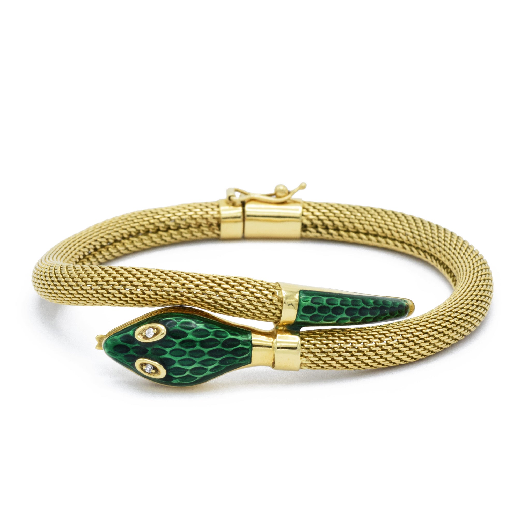 Vintage Gold and Enamel Snake Bracelet