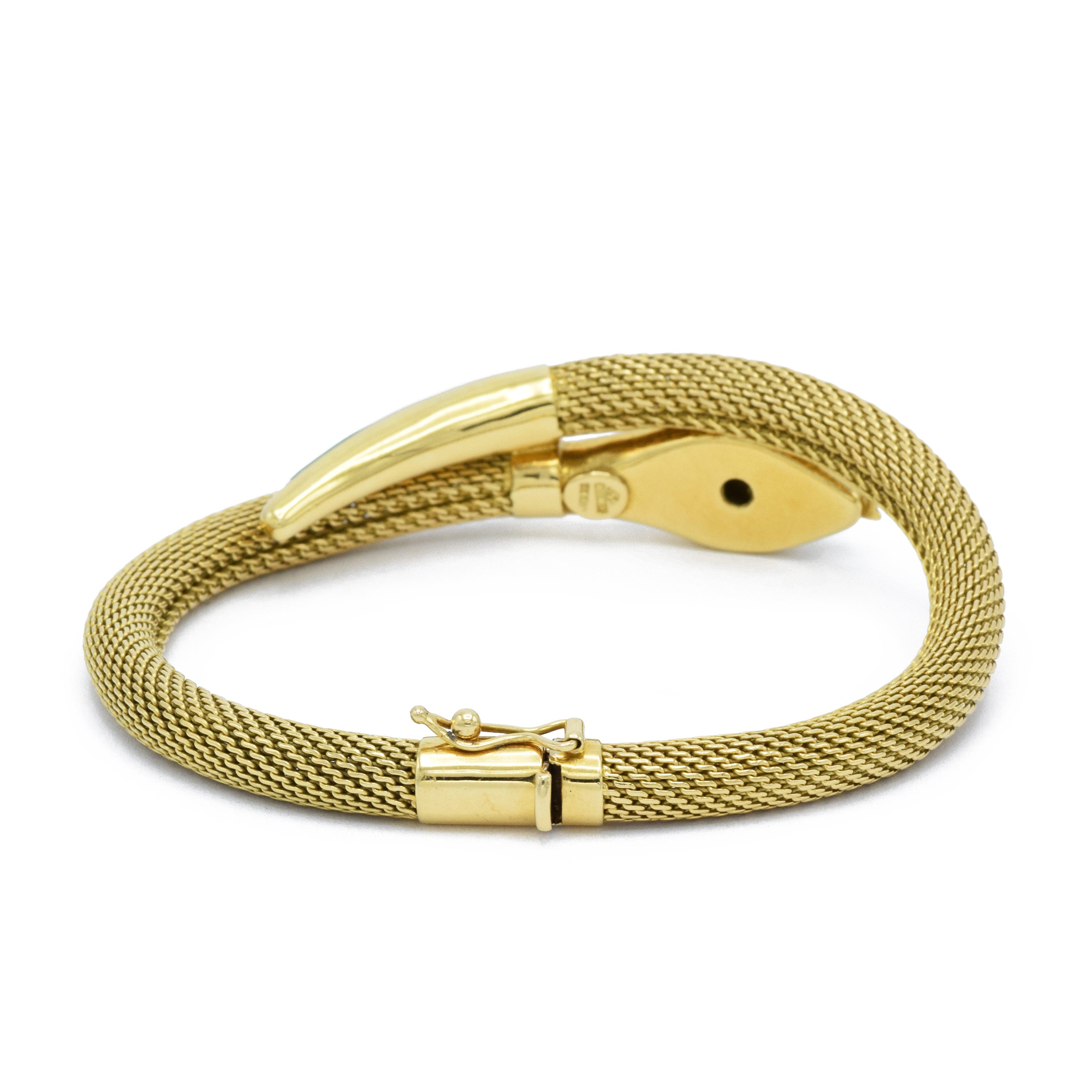 Vintage 18KT Yellow Gold Enamel Snake Bracelet