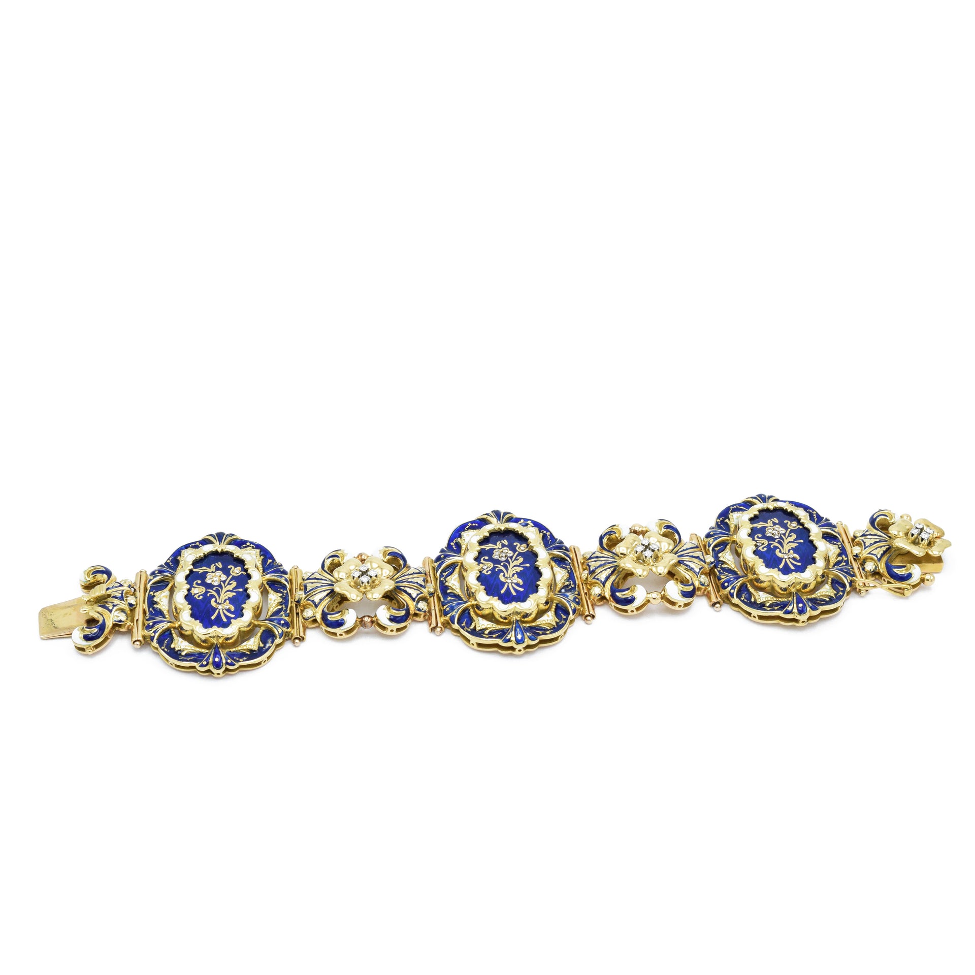 Victorian Yellow Gold and Enamel Bracelet with Diamonds